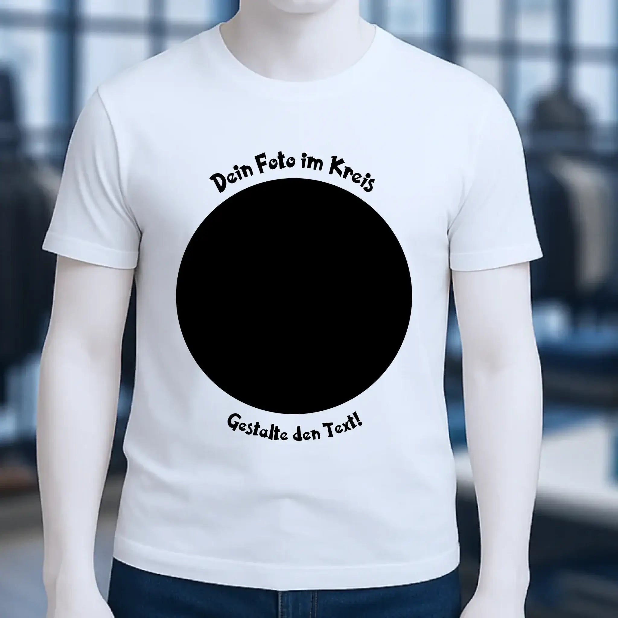 Dein Foto im Kreis + Text • Unisex Premium T-Shirt XS-5XL aus Bio-Baumwolle für Damen & Herren • Exklusivdesign • personalisiert