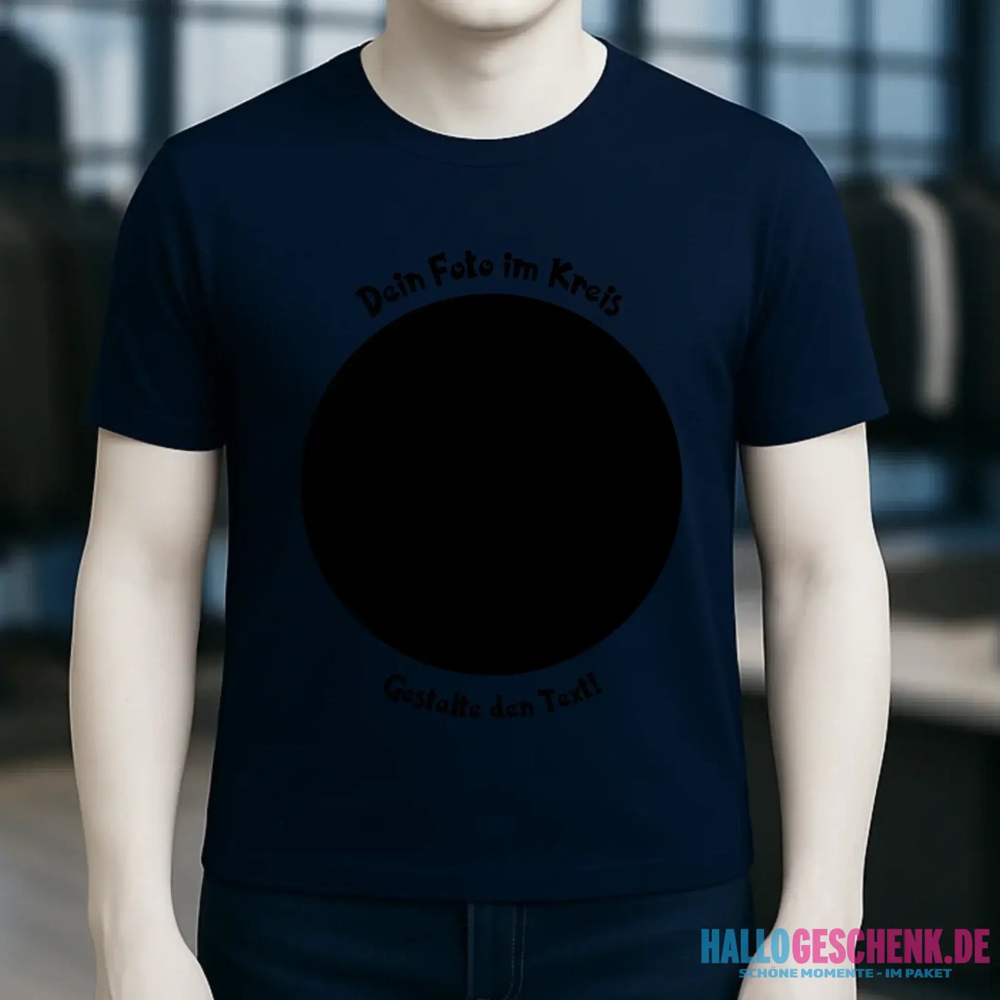 Dein Foto im Kreis + Text • Unisex Premium T-Shirt XS-5XL aus Bio-Baumwolle für Damen & Herren • Exklusivdesign • personalisiert