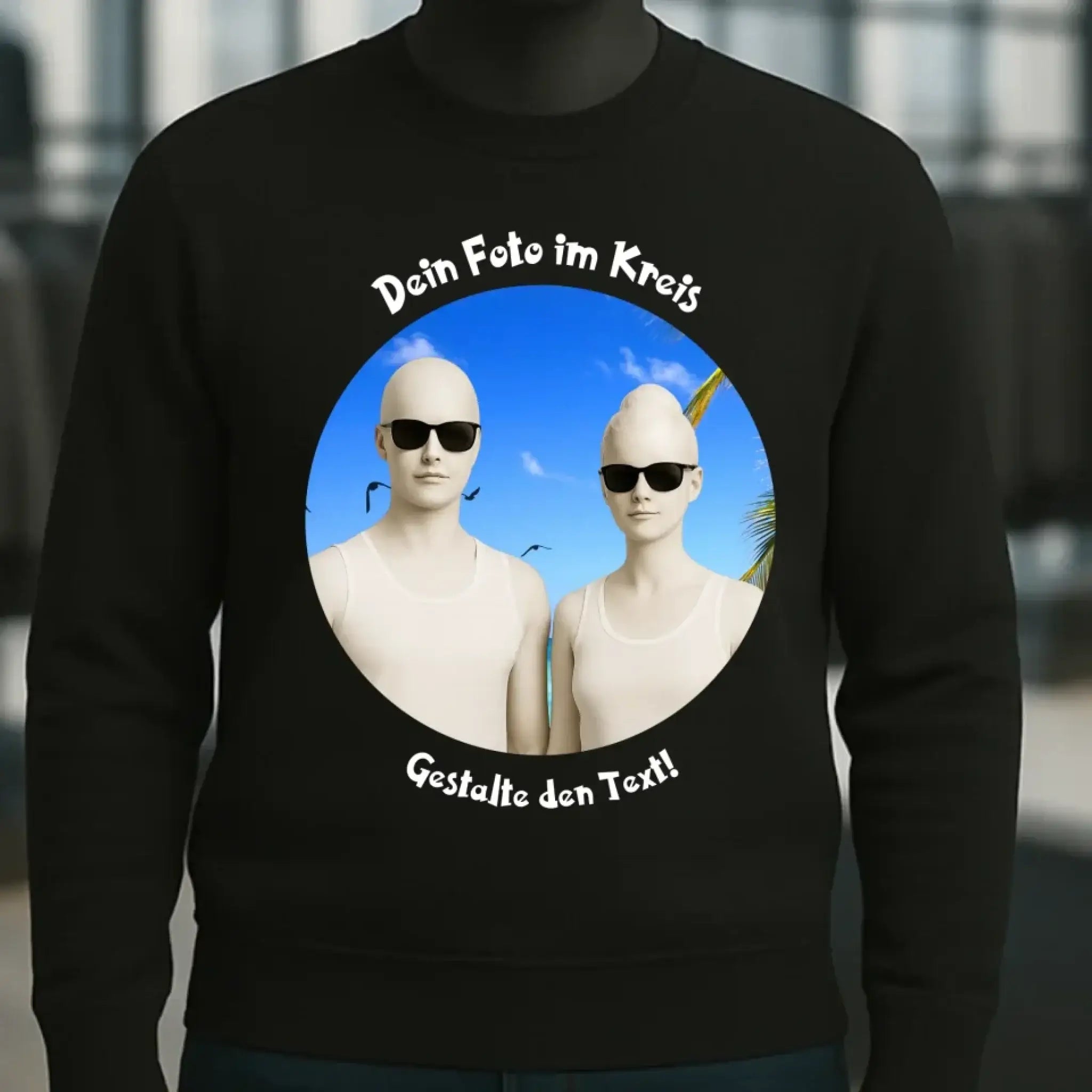 Dein Foto im Kreis + Text • Unisex Sweatshirt Bio-Baumwolle in 4 Farben XS-3XL • personalisiert