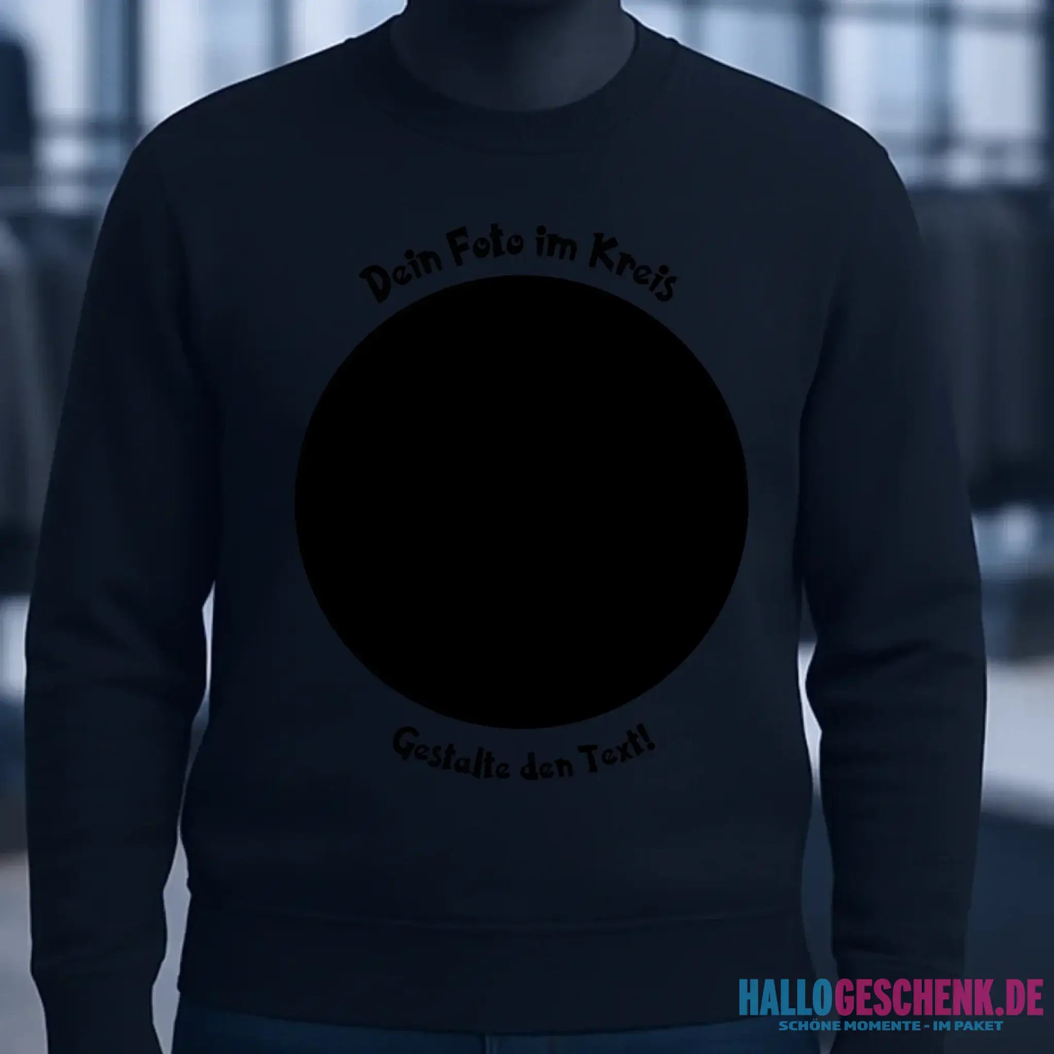 Dein Foto im Kreis + Text • Unisex Sweatshirt Bio-Baumwolle in 4 Farben XS-3XL • personalisiert