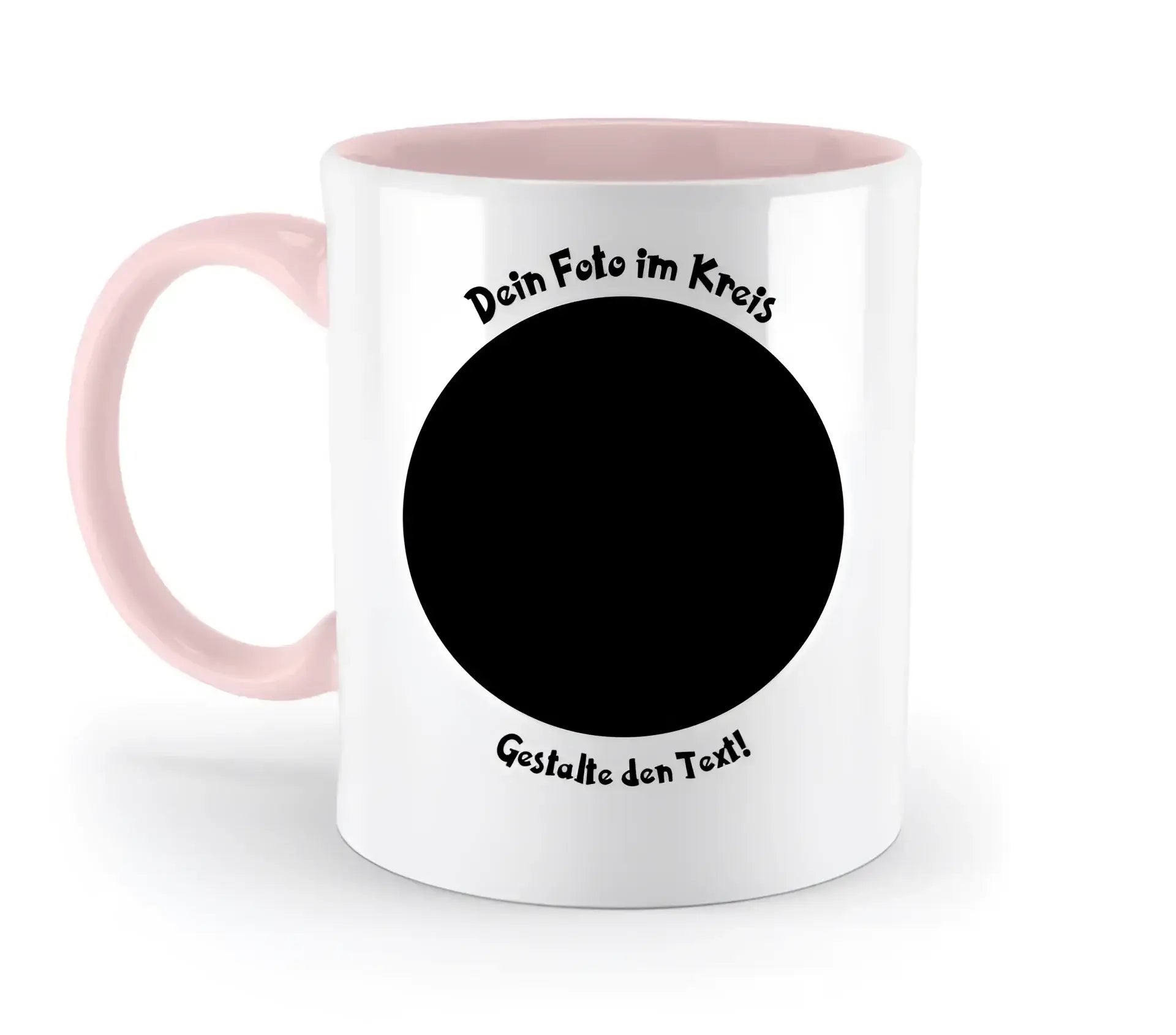 Dein FOTO im Kreis + Text • zweifarbige Tasse spülmaschinengeeignet • Exklusivdesign • personalisiert