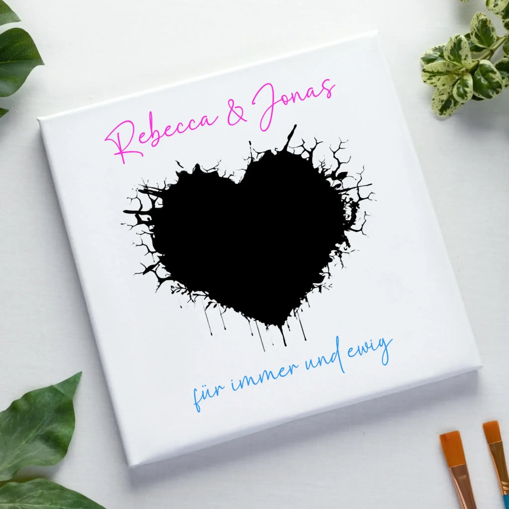 Dein Foto im wilden Herz - mit Wunschtext (personalisierbare Fotomotive) - Leinwand auf Holzkeilrahmen / Standard