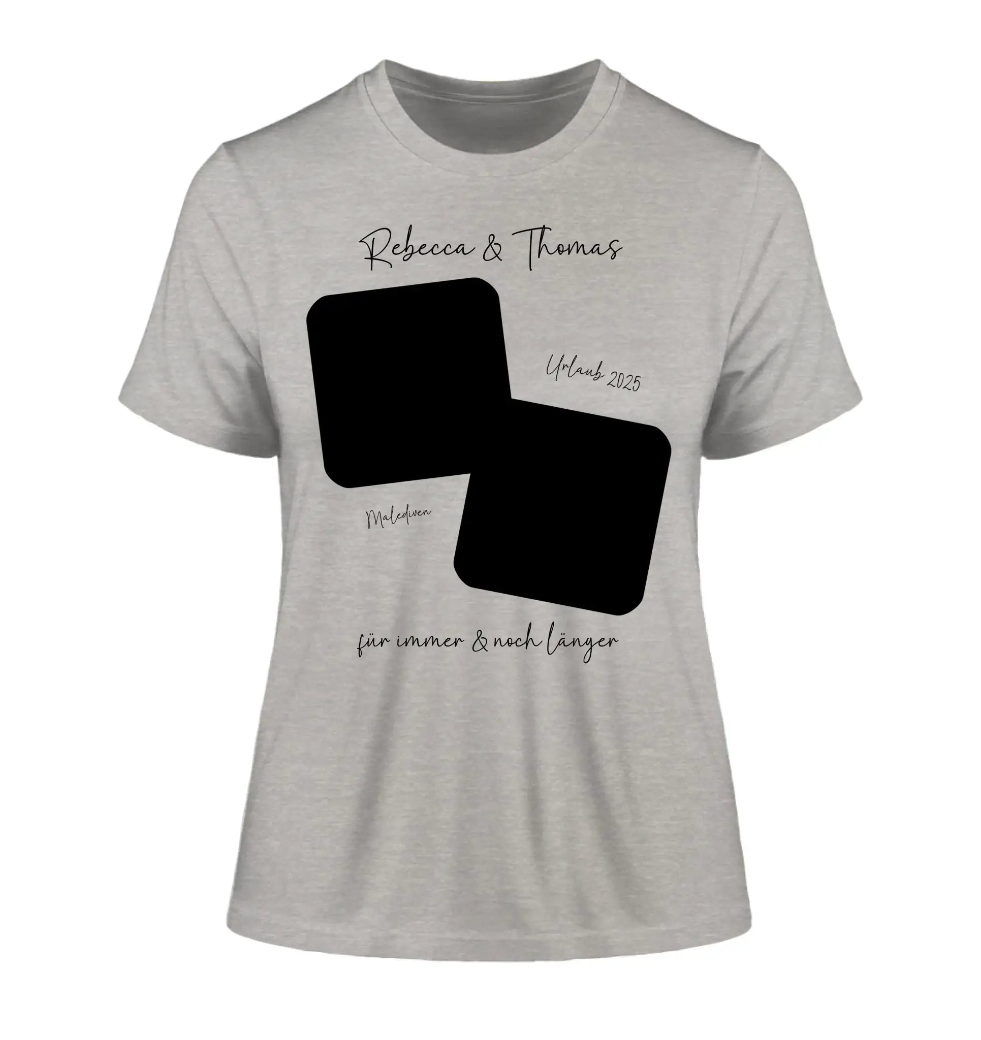 Dein Foto in 1-4 Quadraten - mit Wunschtext (personalisierbare Fotomotive) • Collage - Damen T-Shirt (Fitted) • Bio