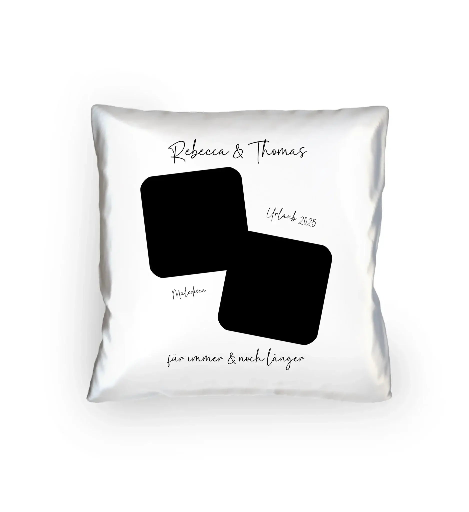 Dein Foto in 1-4 Quadraten - mit Wunschtext (personalisierbare Fotomotive) • Collage - Kissen 40x40 cm / White