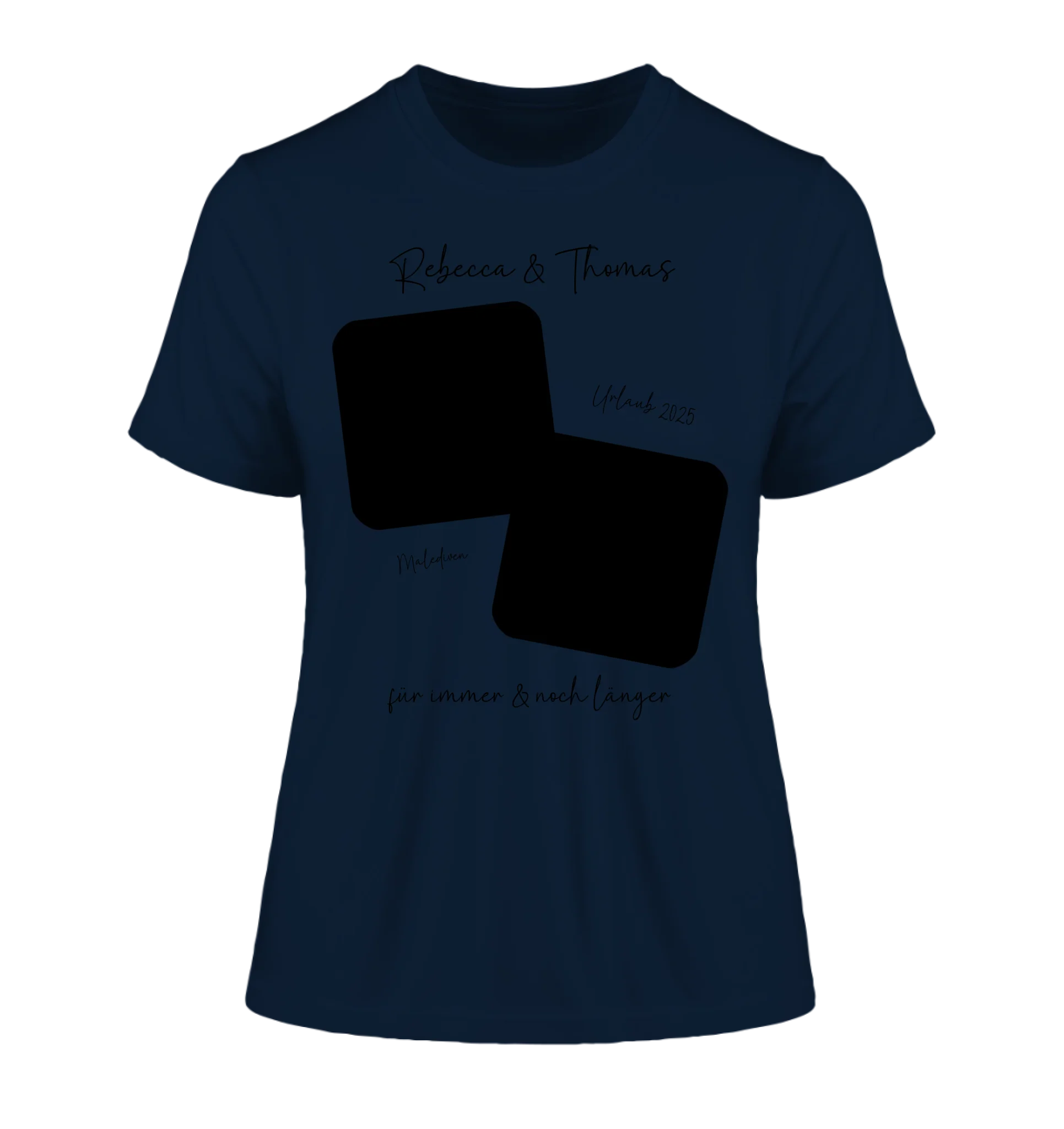 Dein Foto in 1-4 Quadraten - mit Wunschtext (personalisierbare Fotomotive) • Collage - Damen T-Shirt (Fitted) • Bio