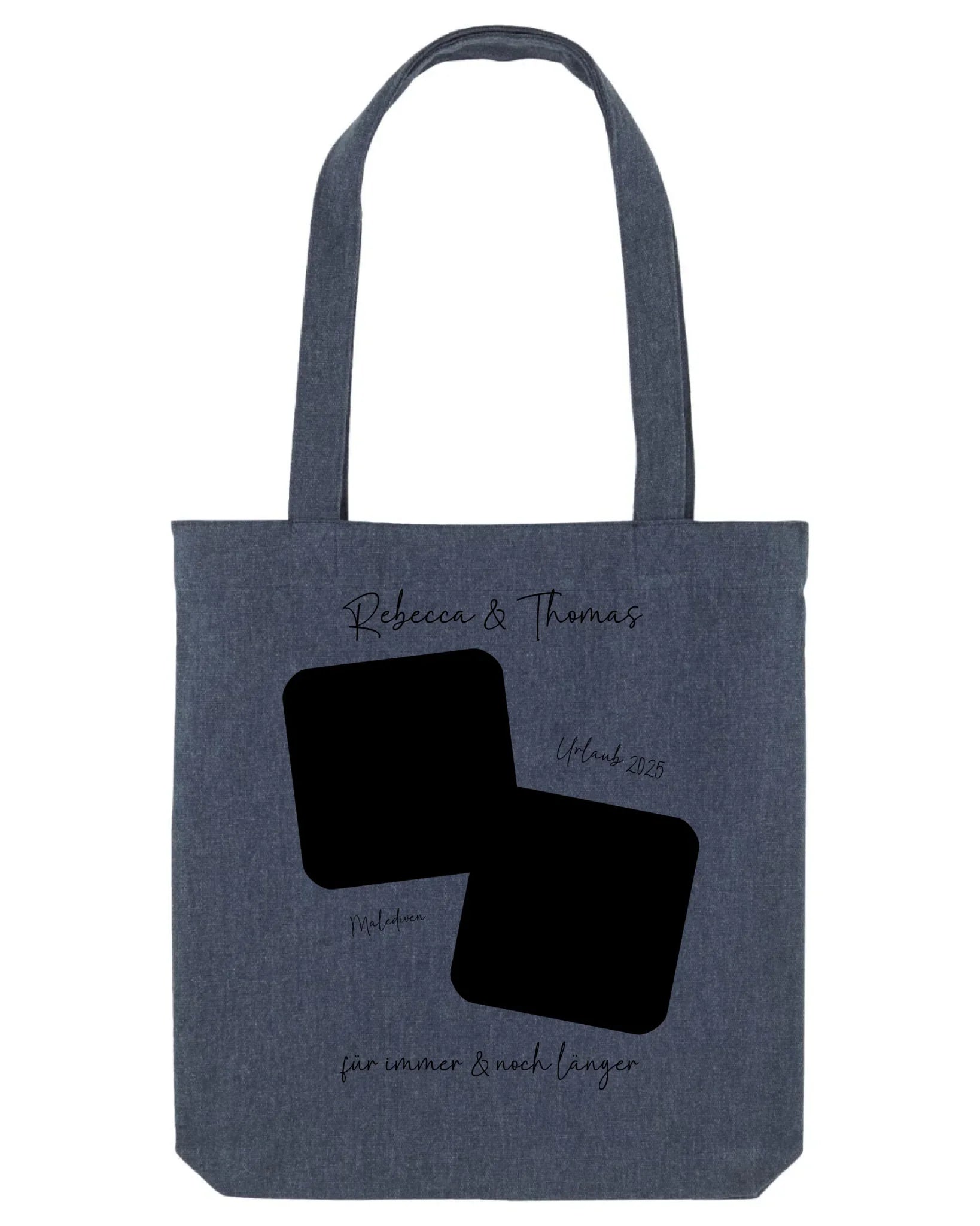 Dein Foto in 1-4 Quadraten mit Wunschtext • ’Statement-Collection’ • personalisierbare Fotomotive - Stofftasche • Bio