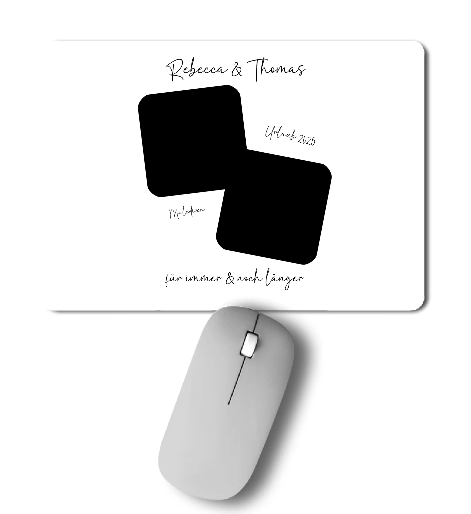 Dein Foto in 1-4 Quadraten mit Wunschtext • ’Statement-Collection’ • personalisierbare Fotomotive - Mousepad / Сolored