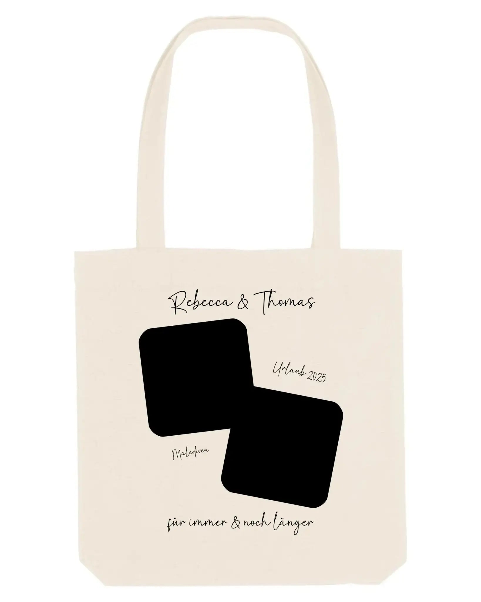 Dein Foto in 1-4 Quadraten mit Wunschtext • ’Statement-Collection’ • personalisierbare Fotomotive - Stofftasche • Bio