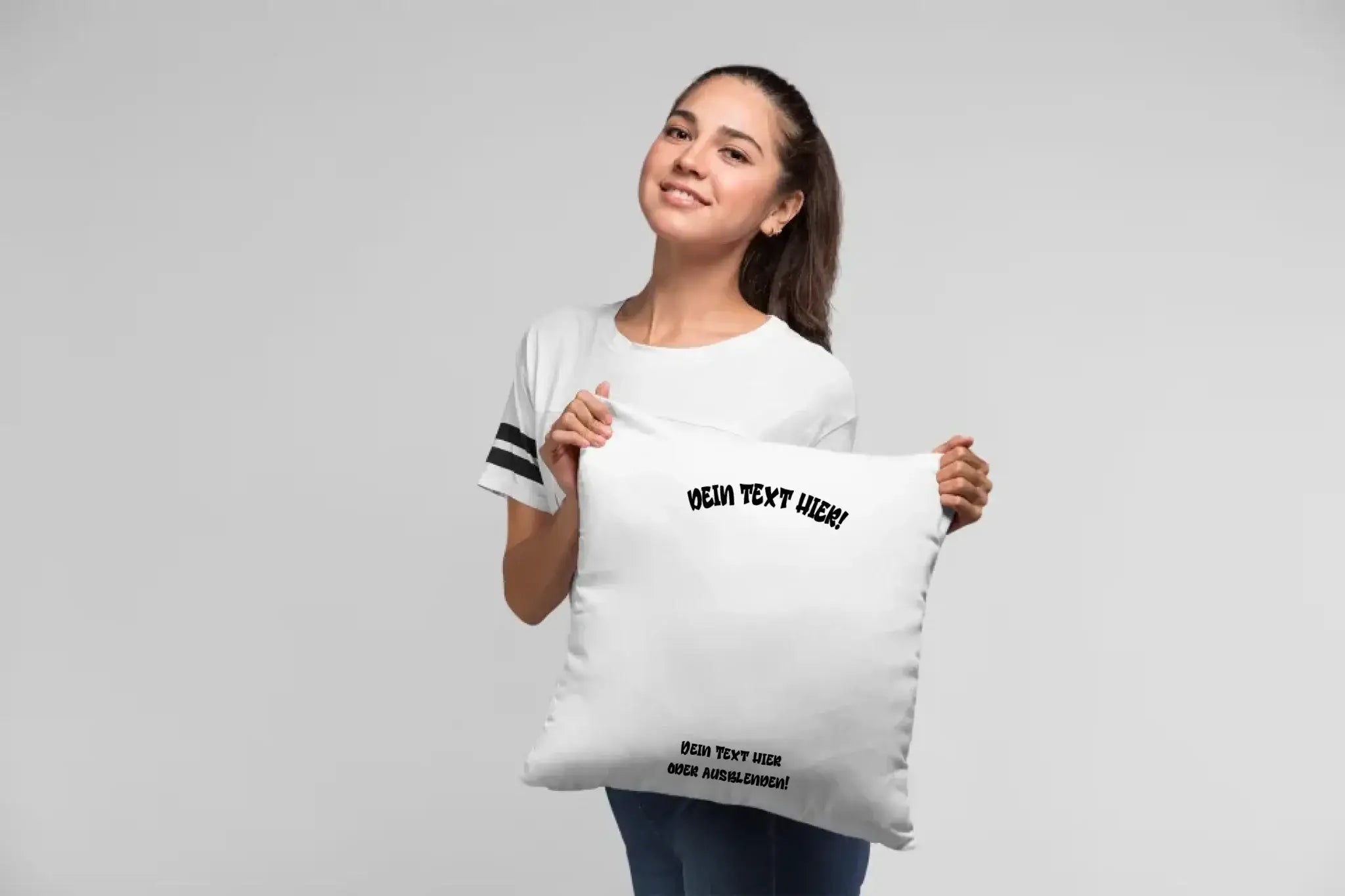 Dein Foto in einem Farbklecks – Kissen 40x40 cm • Weiß oder Natur • personalisiert