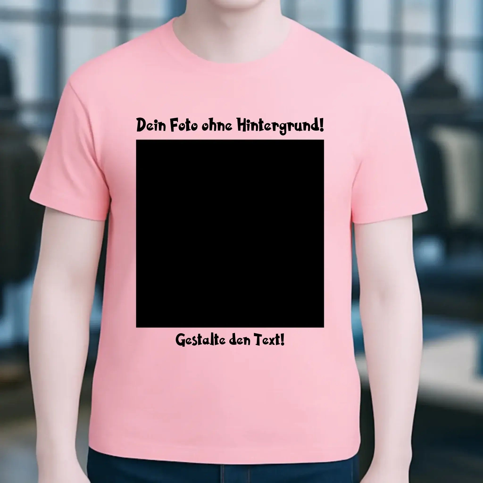 Dein FOTO mit Hintergrundentferner + Text + Hintergrund optional • Unisex Premium T-Shirt XS-5XL aus Bio-Baumwolle für Damen & Herren • Exklusivdesign • personalisiert • KI-MAGIC-CUT
