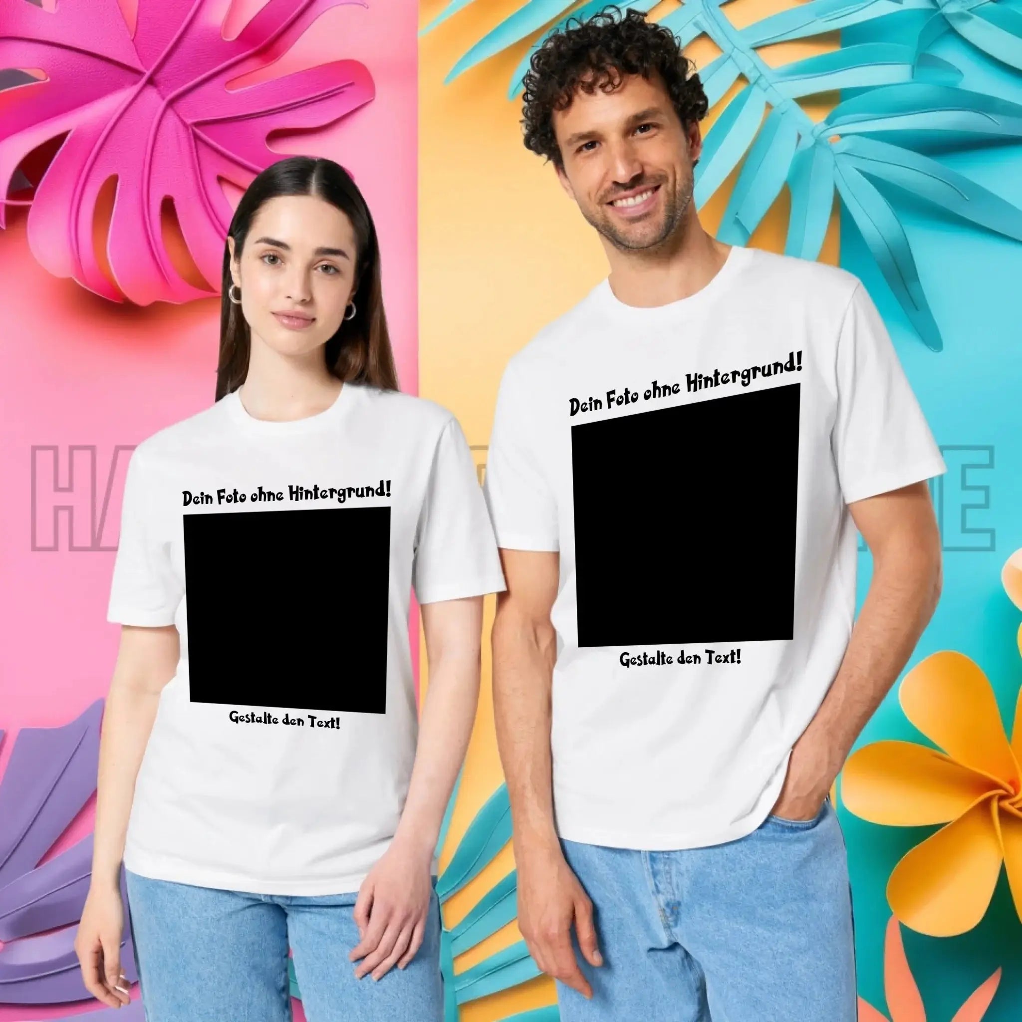 Dein FOTO mit Hintergrundentferner + Text + Hintergrund optional • Unisex Premium T-Shirt XS-5XL aus Bio-Baumwolle für Damen & Herren • Exklusivdesign • personalisiert • KI-MAGIC-CUT