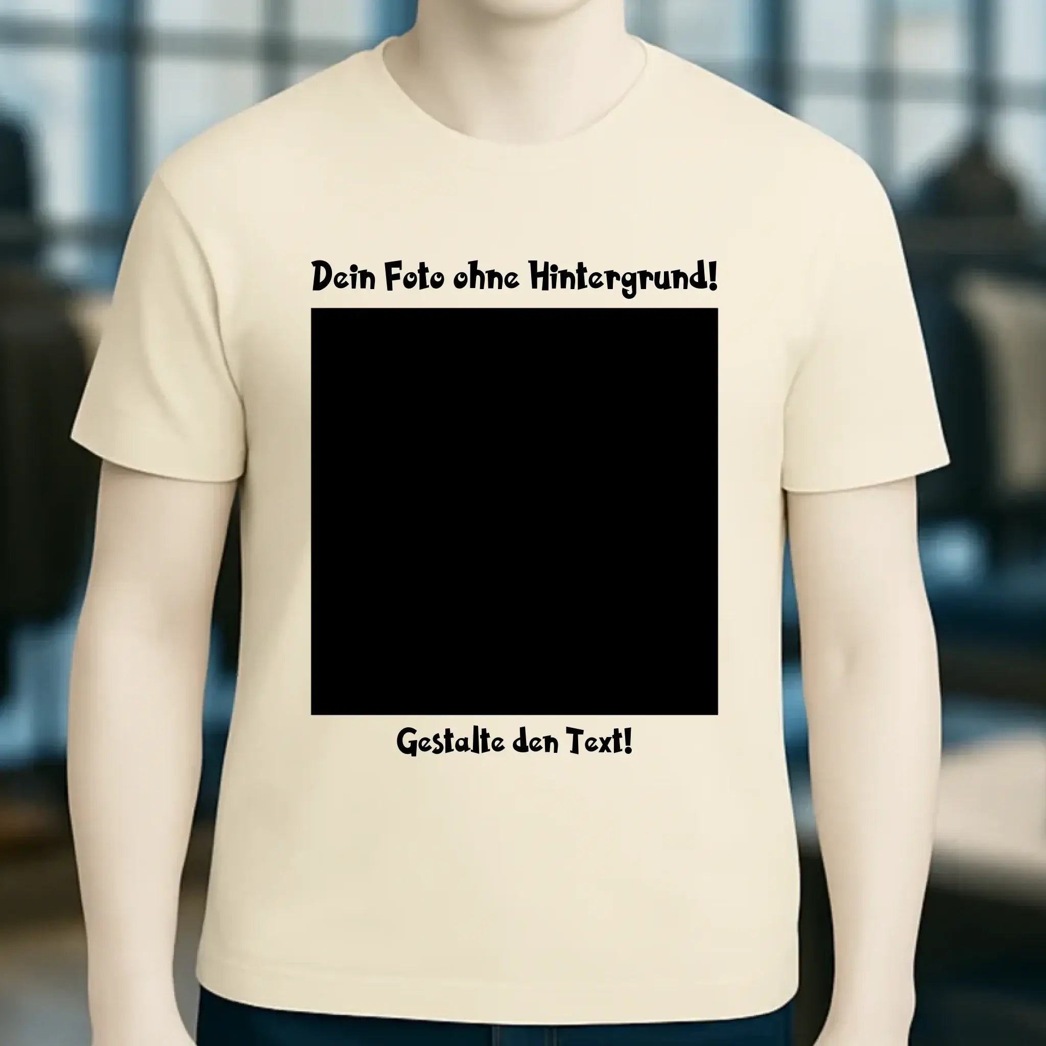 Dein FOTO mit Hintergrundentferner + Text + Hintergrund optional • Unisex Premium T-Shirt XS-5XL aus Bio-Baumwolle für Damen & Herren • Exklusivdesign • personalisiert • KI-MAGIC-CUT