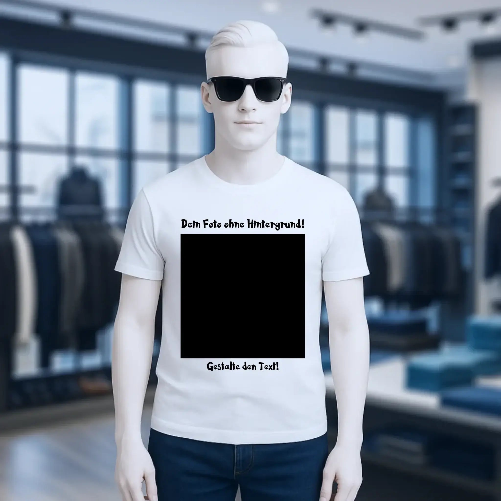 Dein FOTO mit Hintergrundentferner + Text + Hintergrund optional • Unisex Premium T-Shirt XS-5XL aus Bio-Baumwolle für Damen & Herren • Exklusivdesign • personalisiert • KI-MAGIC-CUT