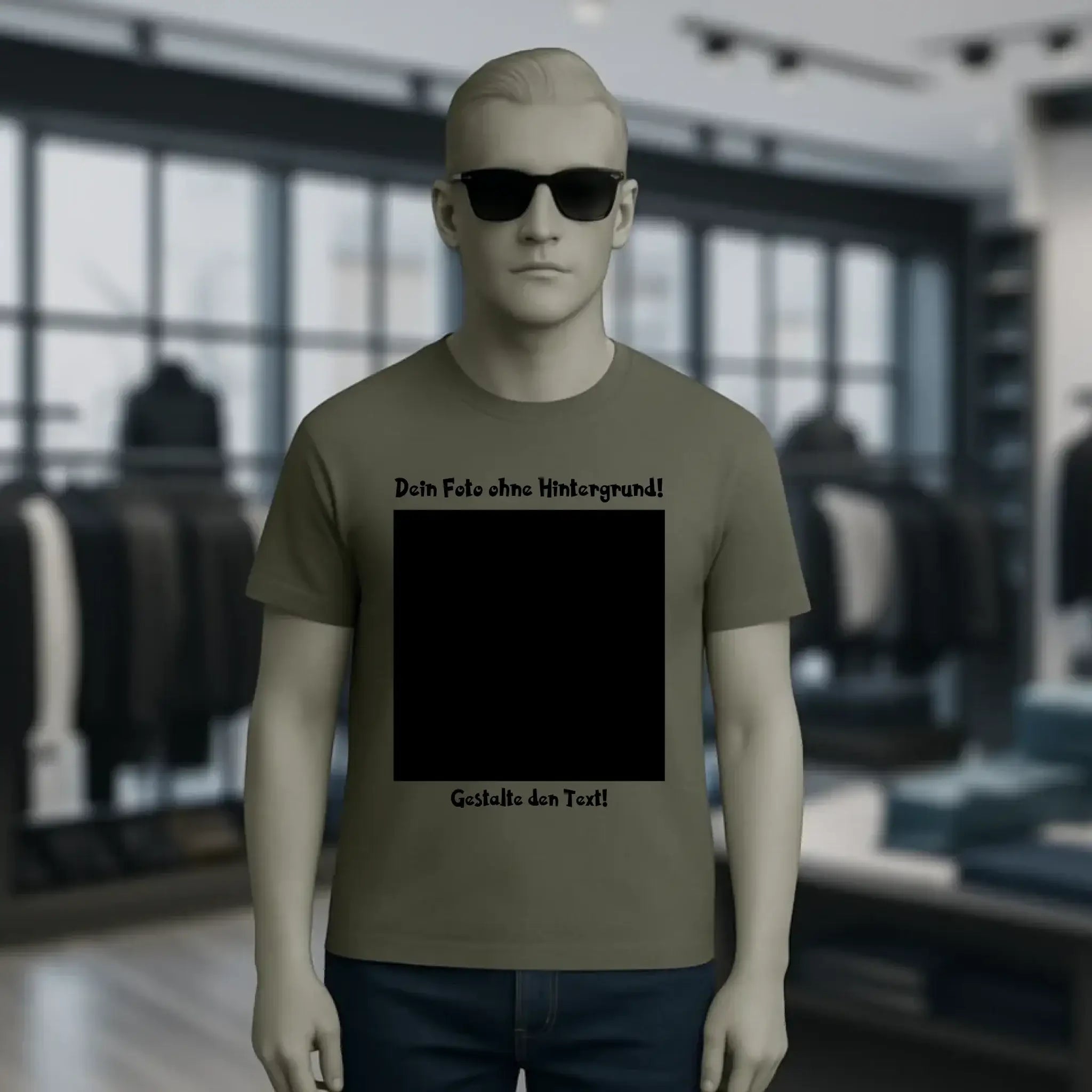 Dein FOTO mit Hintergrundentferner + Text + Hintergrund optional • Unisex Premium T-Shirt XS-5XL aus Bio-Baumwolle für Damen & Herren • Exklusivdesign • personalisiert • KI-MAGIC-CUT