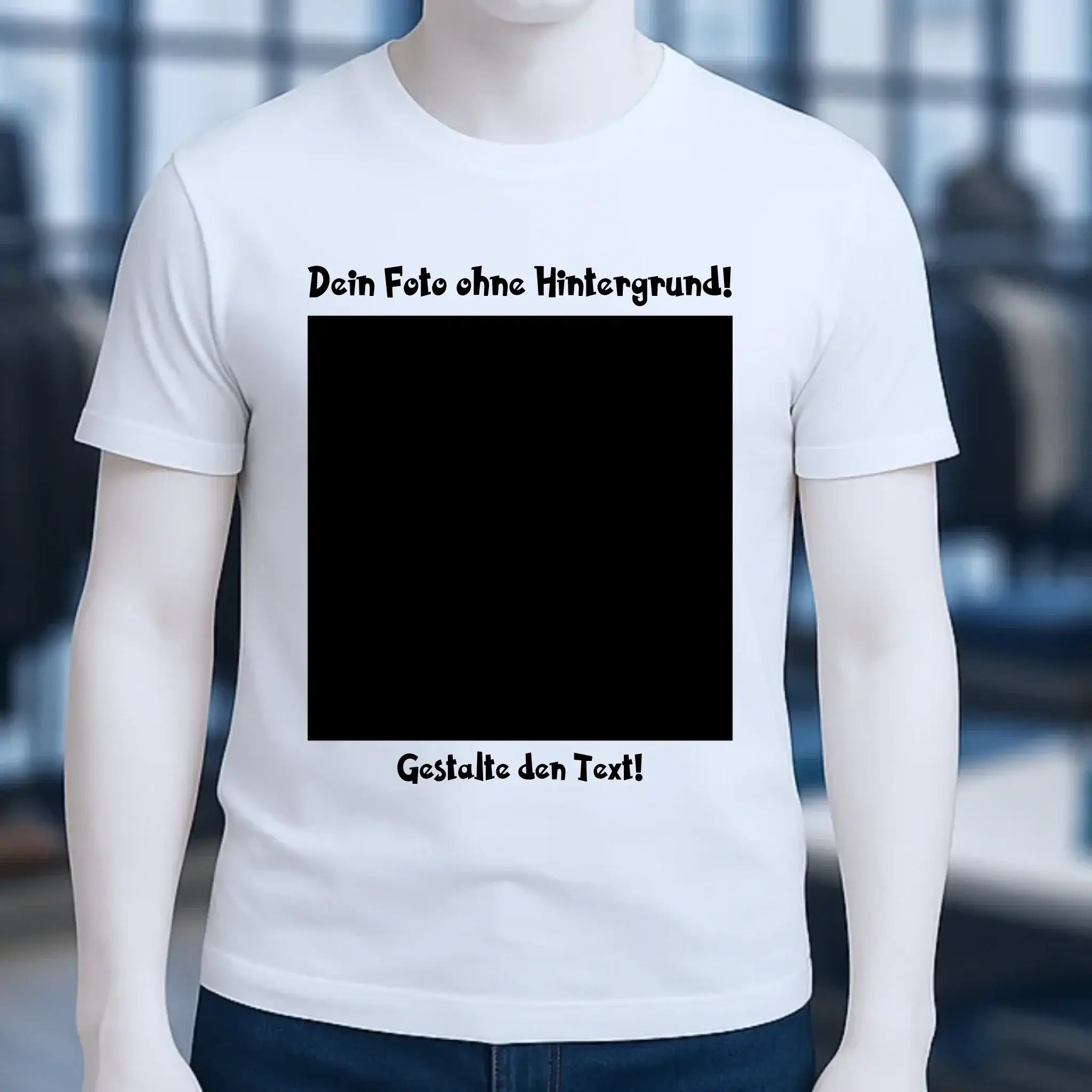 Dein FOTO mit Hintergrundentferner + Text + Hintergrund optional • Unisex Premium T-Shirt XS-5XL aus Bio-Baumwolle für Damen & Herren • Exklusivdesign • personalisiert • KI-MAGIC-CUT