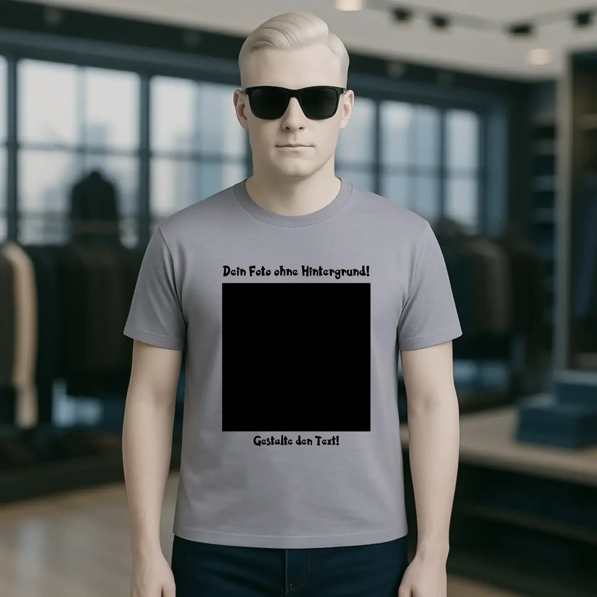 Dein FOTO mit Hintergrundentferner + Text + Hintergrund optional • Unisex Premium T-Shirt XS-5XL aus Bio-Baumwolle für Damen & Herren • Exklusivdesign • personalisiert • KI-MAGIC-CUT