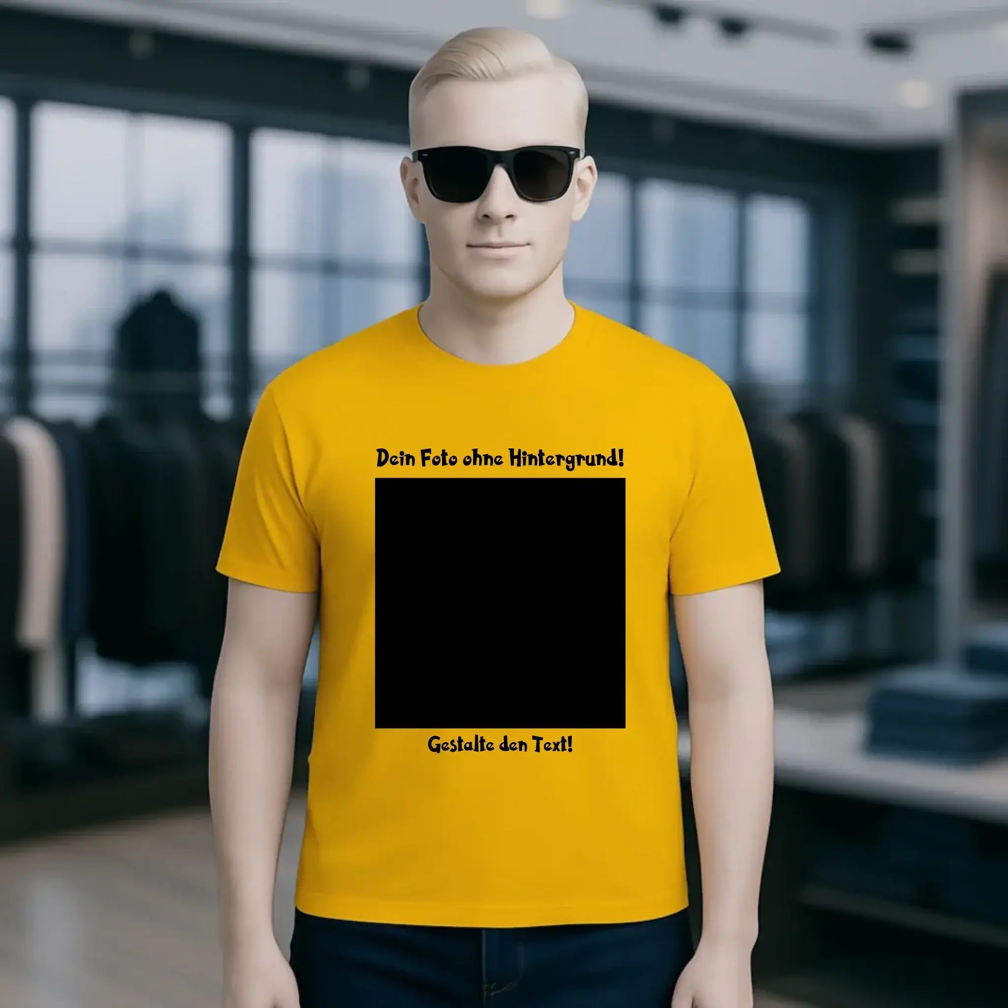 Dein FOTO mit Hintergrundentferner + Text + Hintergrund optional • Unisex Premium T-Shirt XS-5XL aus Bio-Baumwolle für Damen & Herren • Exklusivdesign • personalisiert • KI-MAGIC-CUT