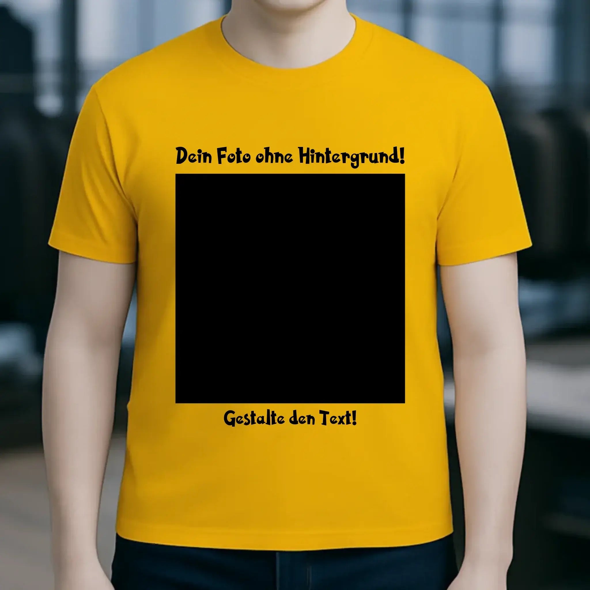 Dein FOTO mit Hintergrundentferner + Text + Hintergrund optional • Unisex Premium T-Shirt XS-5XL aus Bio-Baumwolle für Damen & Herren • Exklusivdesign • personalisiert • KI-MAGIC-CUT