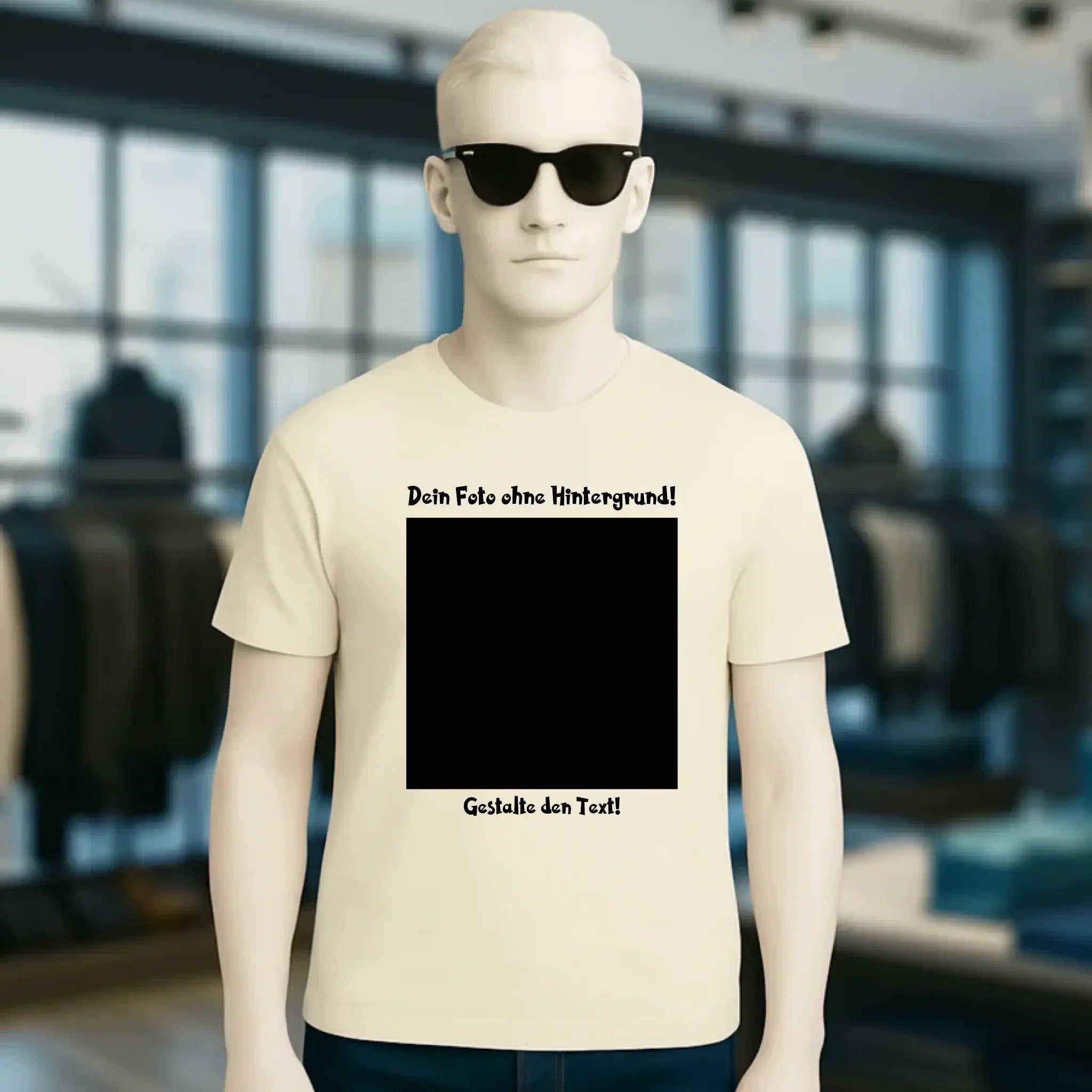 Dein FOTO mit Hintergrundentferner + Text + Hintergrund optional • Unisex Premium T-Shirt XS-5XL aus Bio-Baumwolle für Damen & Herren • Exklusivdesign • personalisiert • KI-MAGIC-CUT