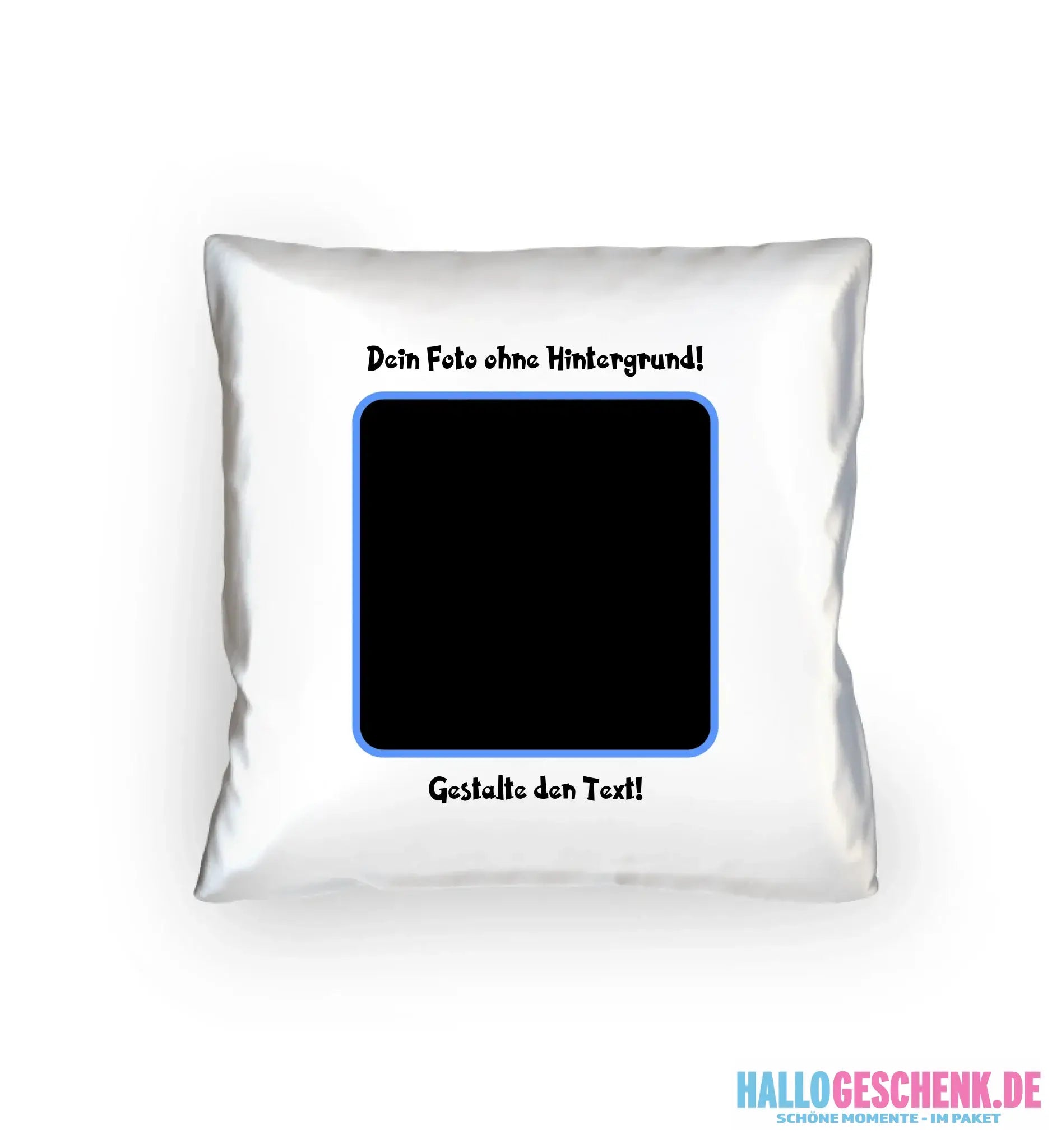 Dein FOTO mit Hintergrundentferner + Text + Hintergrund (optional) âą Kissen 40x40 cm âą personalisiert âą MAGIC-KI-CUT
