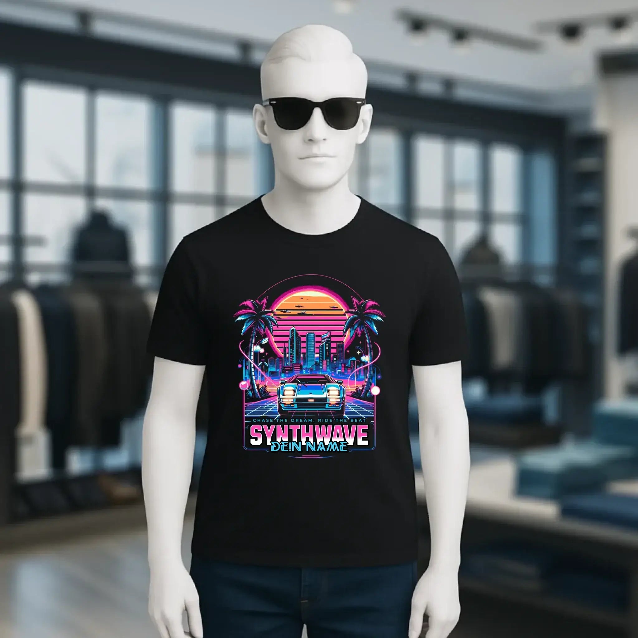 Dein Name • Synthwave • Retro • 80s • Cyberpunk • Unisex Premium T-Shirt XS-5XL aus Bio-Baumwolle für Damen & Herren • Exklusivdesign • personalisiert