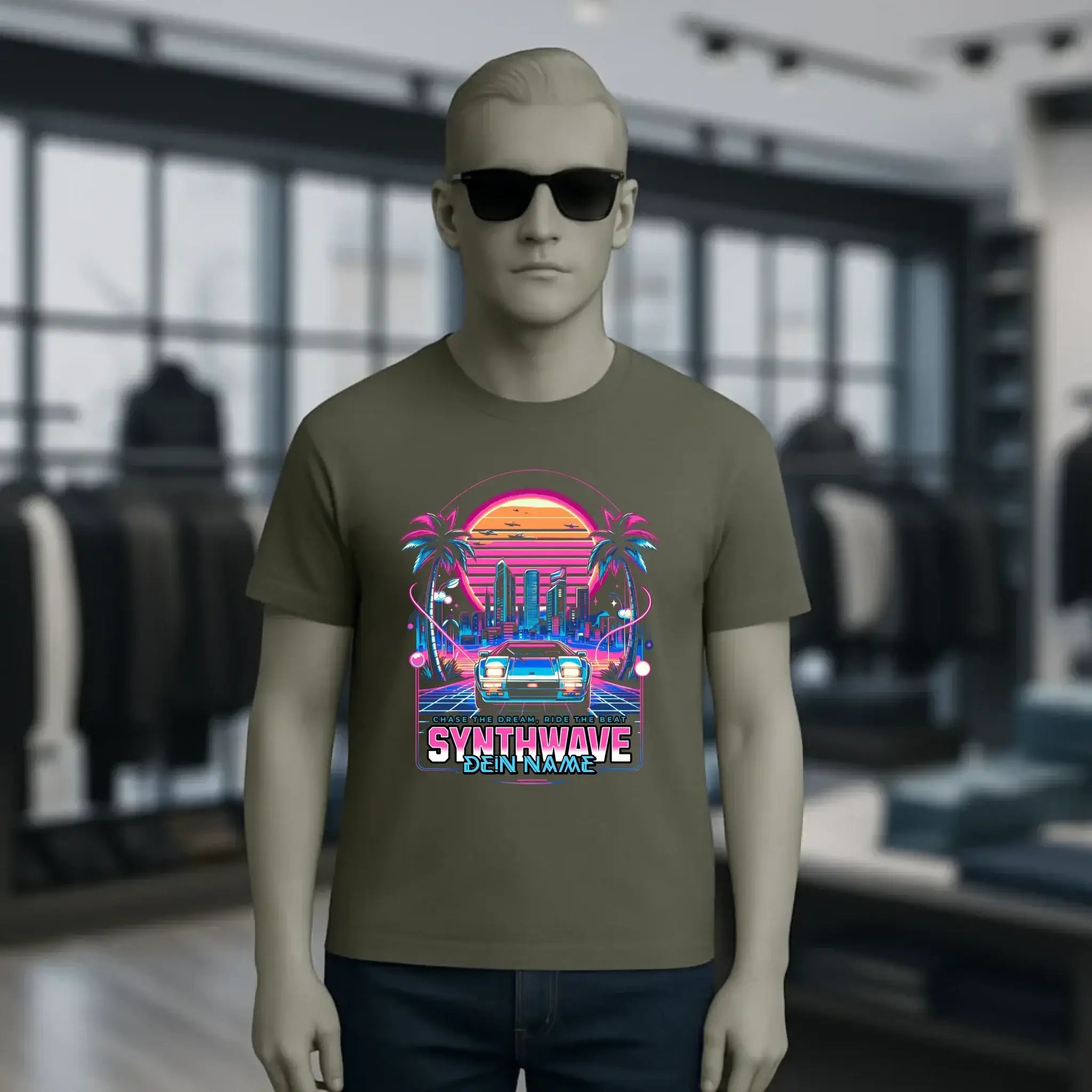 Dein Name • Synthwave • Retro • 80s • Cyberpunk • Unisex Premium T-Shirt XS-5XL aus Bio-Baumwolle für Damen & Herren • Exklusivdesign • personalisiert