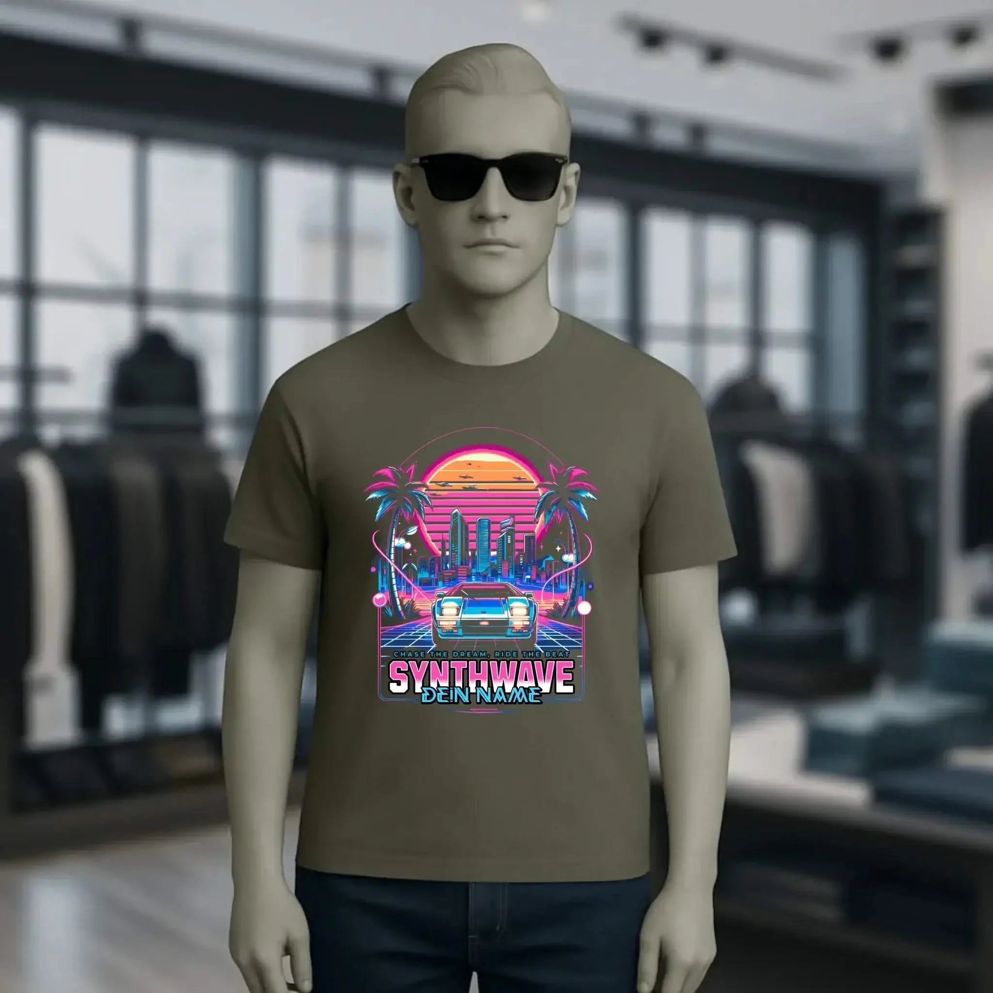 Dein Name • Synthwave • Retro • 80s • Cyberpunk • Unisex Premium T-Shirt XS-5XL aus Bio-Baumwolle für Damen & Herren • Exklusivdesign • personalisiert