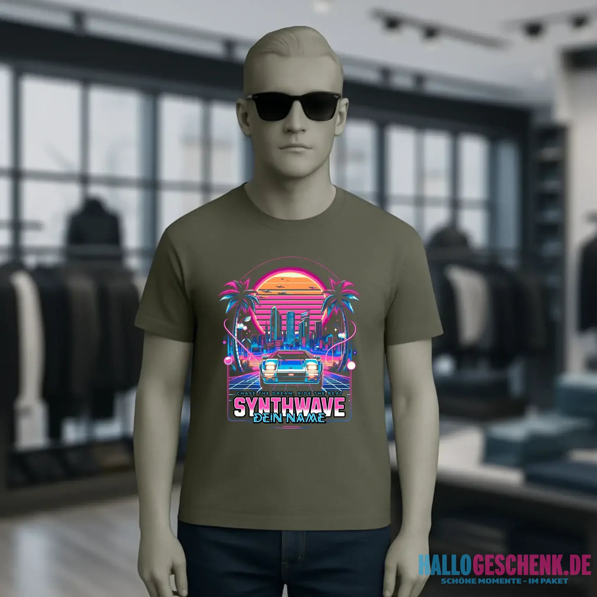 Dein Name • Synthwave • Retro • 80s • Cyberpunk • Unisex Premium T-Shirt XS-5XL aus Bio-Baumwolle für Damen & Herren • Exklusivdesign • personalisiert