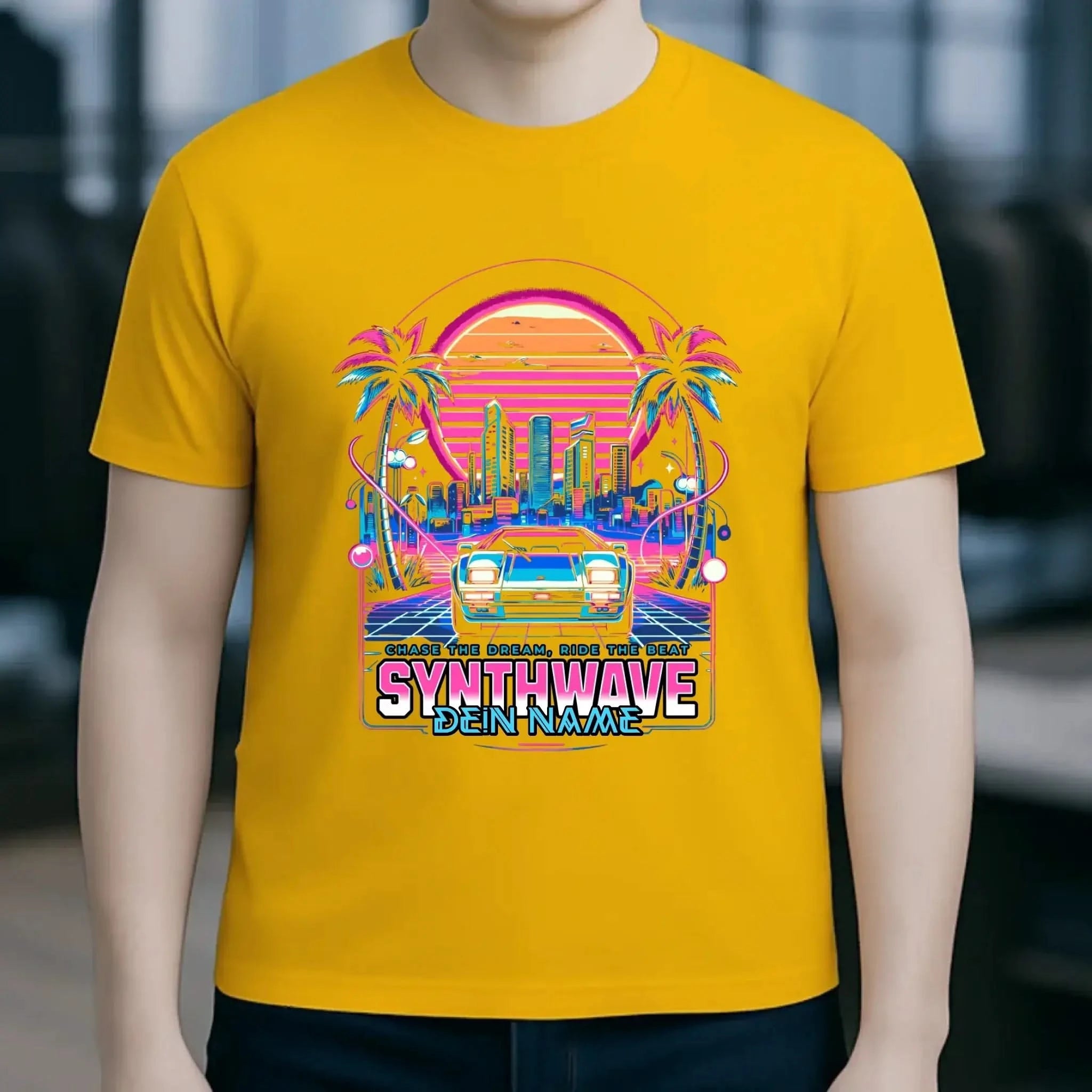 Dein Name • Synthwave • Retro • 80s • Cyberpunk • Unisex Premium T-Shirt XS-5XL aus Bio-Baumwolle für Damen & Herren • Exklusivdesign • personalisiert
