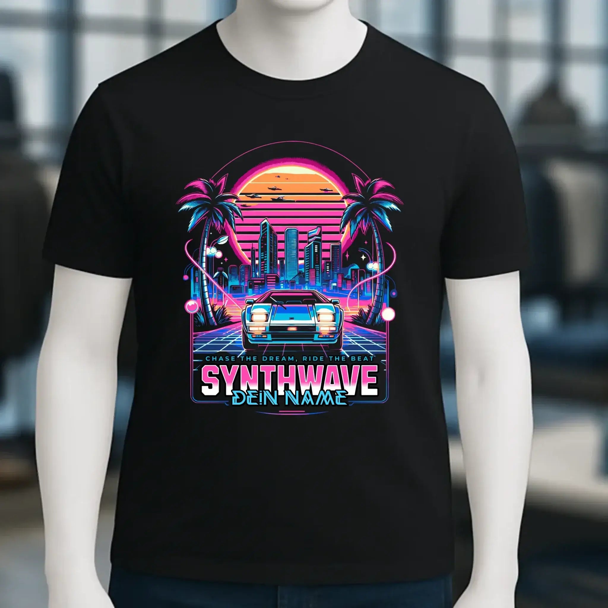 Dein Name • Synthwave • Retro • 80s • Cyberpunk • Unisex Premium T-Shirt XS-5XL aus Bio-Baumwolle für Damen & Herren • Exklusivdesign • personalisiert