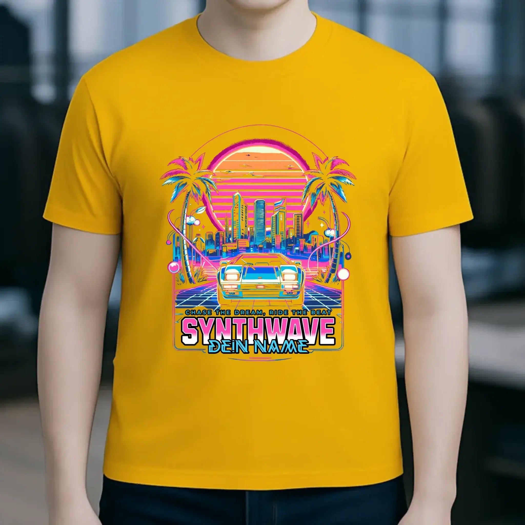 Dein Name • Synthwave • Retro • 80s • Cyberpunk • Unisex Premium T-Shirt XS-5XL aus Bio-Baumwolle für Damen & Herren • Exklusivdesign • personalisiert