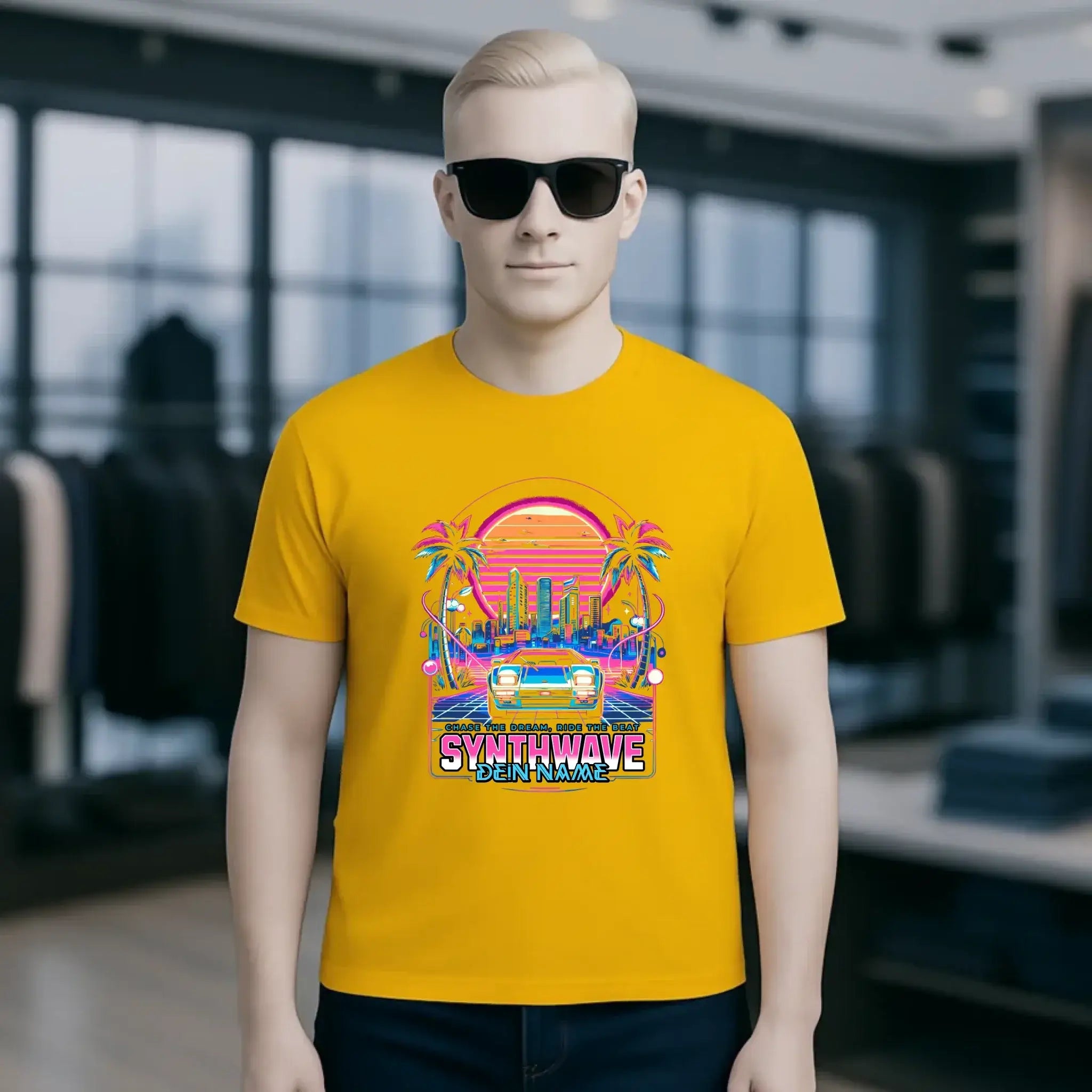Dein Name • Synthwave • Retro • 80s • Cyberpunk • Unisex Premium T-Shirt XS-5XL aus Bio-Baumwolle für Damen & Herren • Exklusivdesign • personalisiert