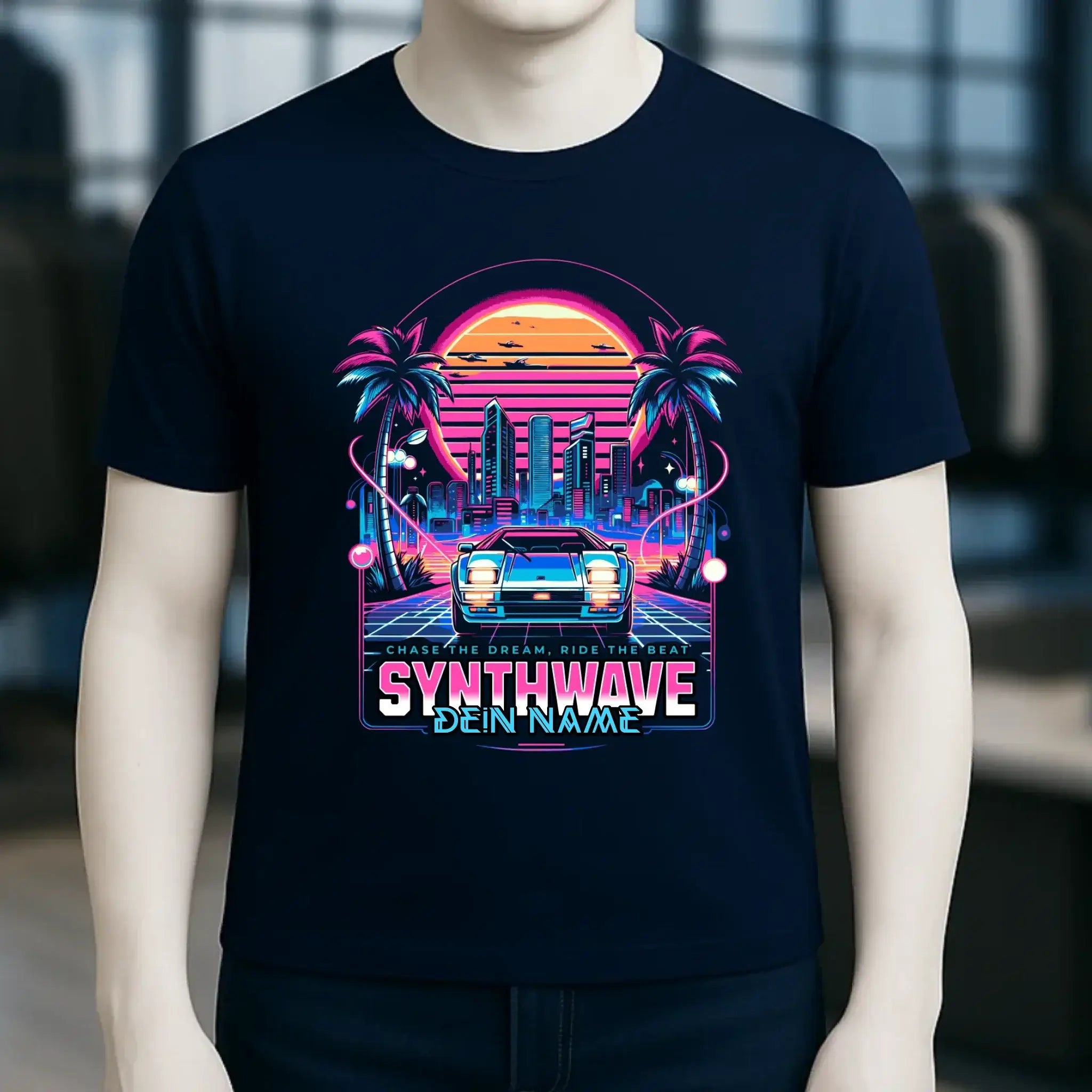 Dein Name • Synthwave • Retro • 80s • Cyberpunk • Unisex Premium T-Shirt XS-5XL aus Bio-Baumwolle für Damen & Herren • Exklusivdesign • personalisiert