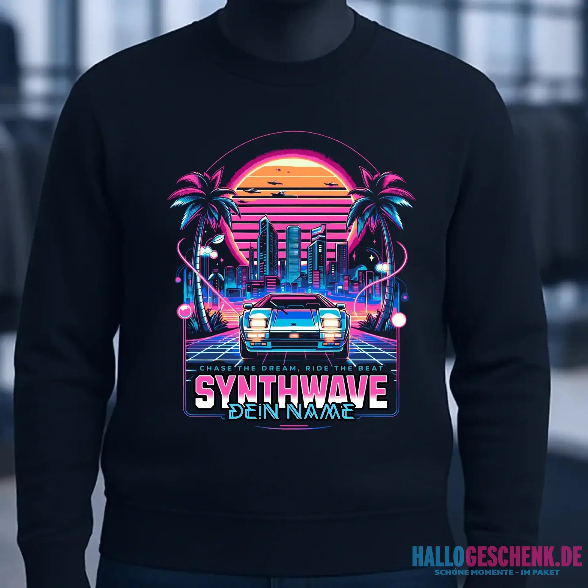 Dein Name • Synthwave • Retro • 80s • Cyberpunk • Unisex Sweatshirt Bio-Baumwolle in 4 Farben XS-3XL • personalisiert