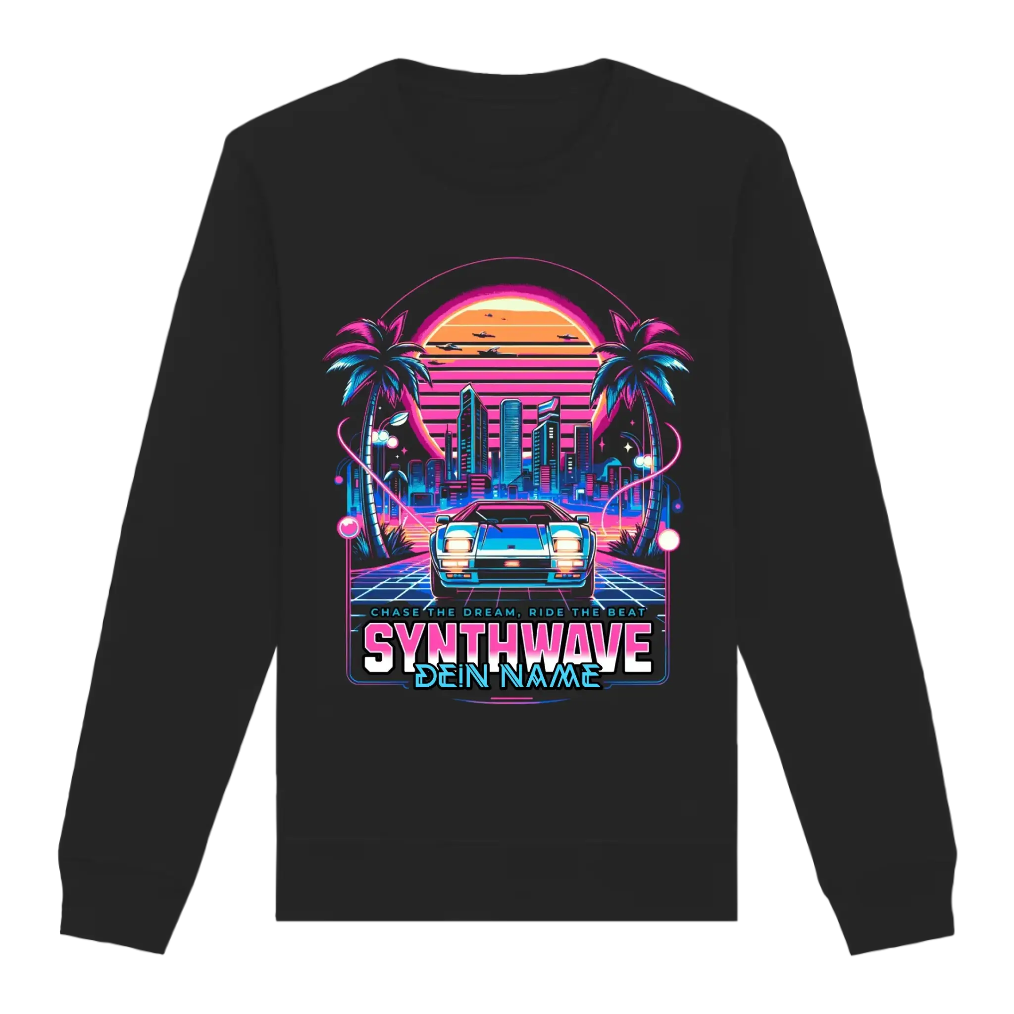 Dein Name • Synthwave • Retro • 80s • Cyberpunk • Unisex Sweatshirt Bio-Baumwolle in 4 Farben XS-3XL • personalisiert