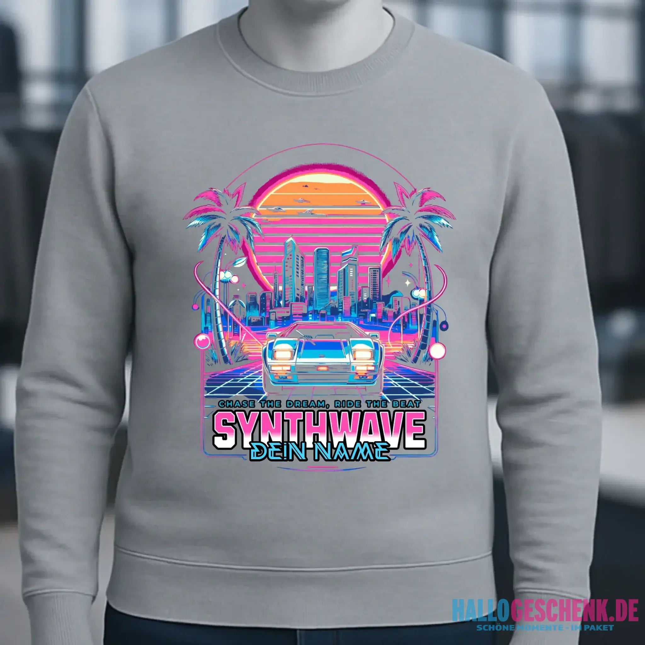 Dein Name • Synthwave • Retro • 80s • Cyberpunk • Unisex Sweatshirt Bio-Baumwolle in 4 Farben XS-3XL • personalisiert
