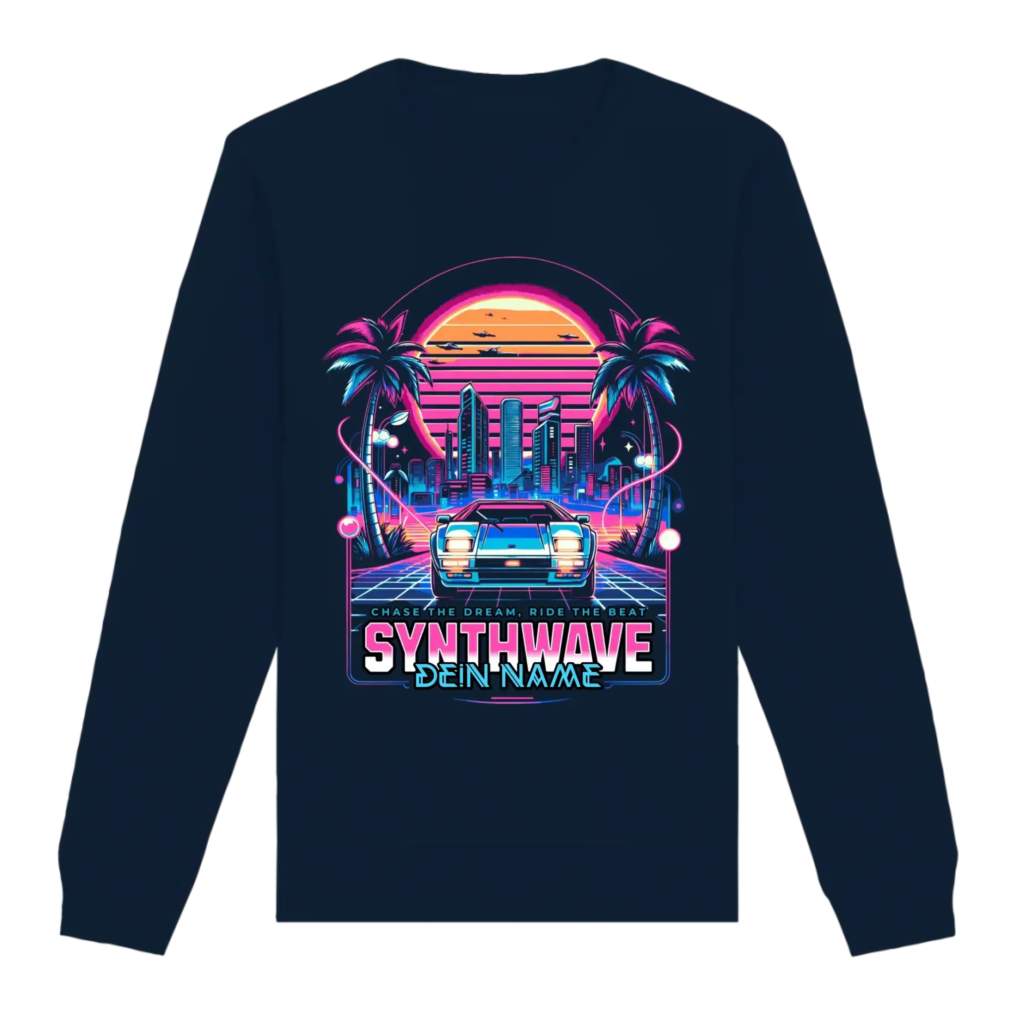 Dein Name • Synthwave • Retro • 80s • Cyberpunk • Unisex Sweatshirt Bio-Baumwolle in 4 Farben XS-3XL • personalisiert
