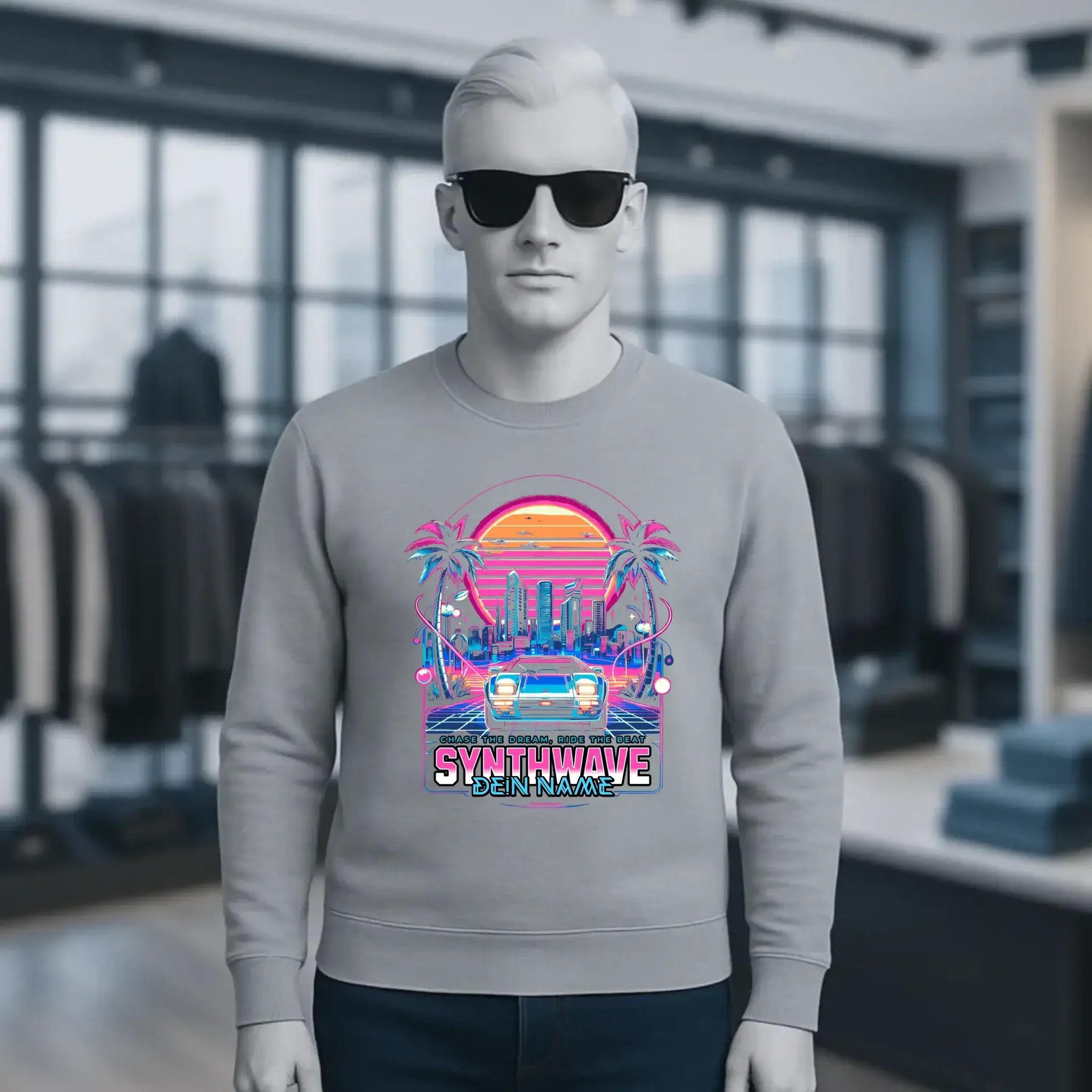 Dein Name • Synthwave • Retro • 80s • Cyberpunk • Unisex Sweatshirt Bio-Baumwolle in 4 Farben XS-3XL • personalisiert