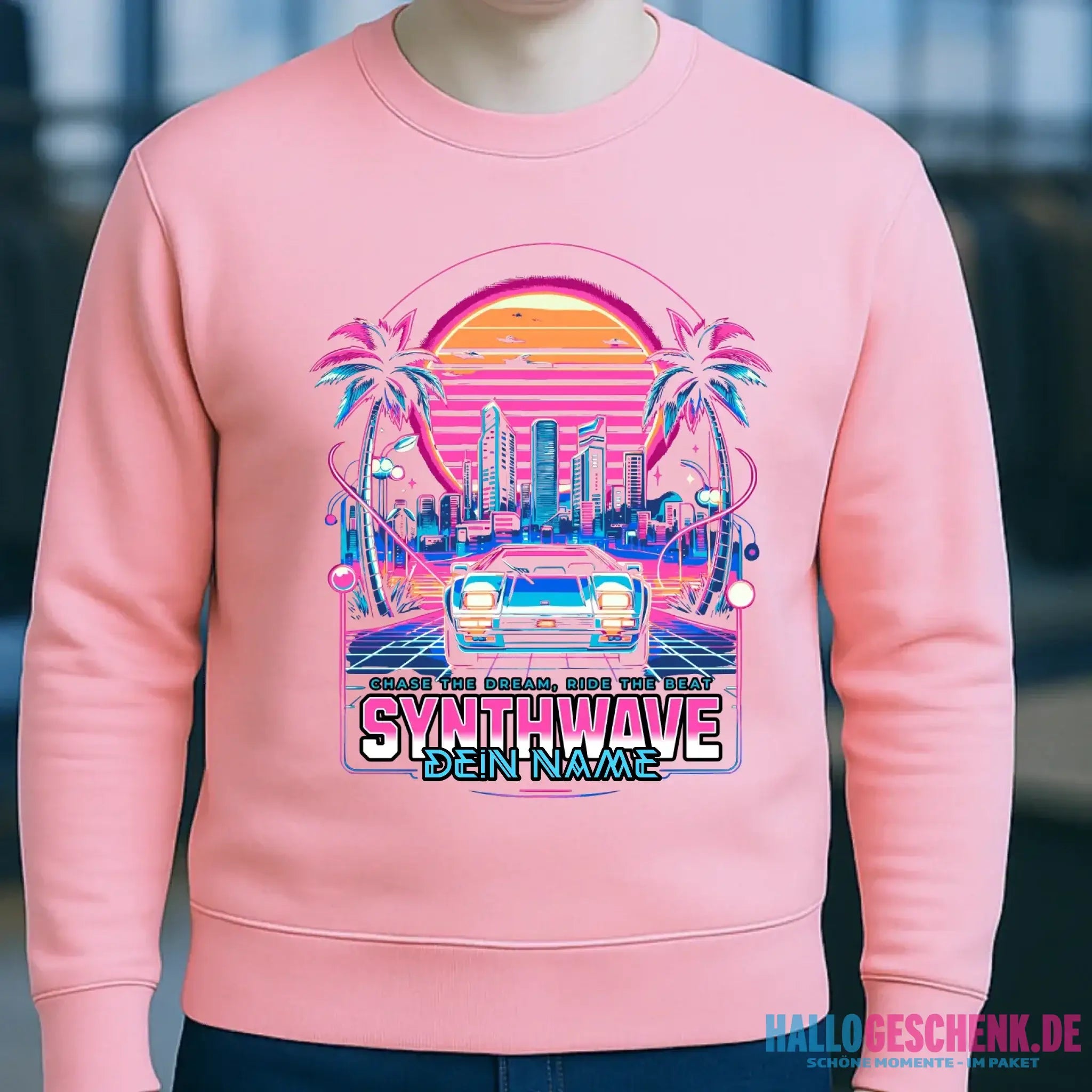 Dein Name • Synthwave • Retro • 80s • Cyberpunk • Unisex Sweatshirt Bio-Baumwolle in 4 Farben XS-3XL • personalisiert