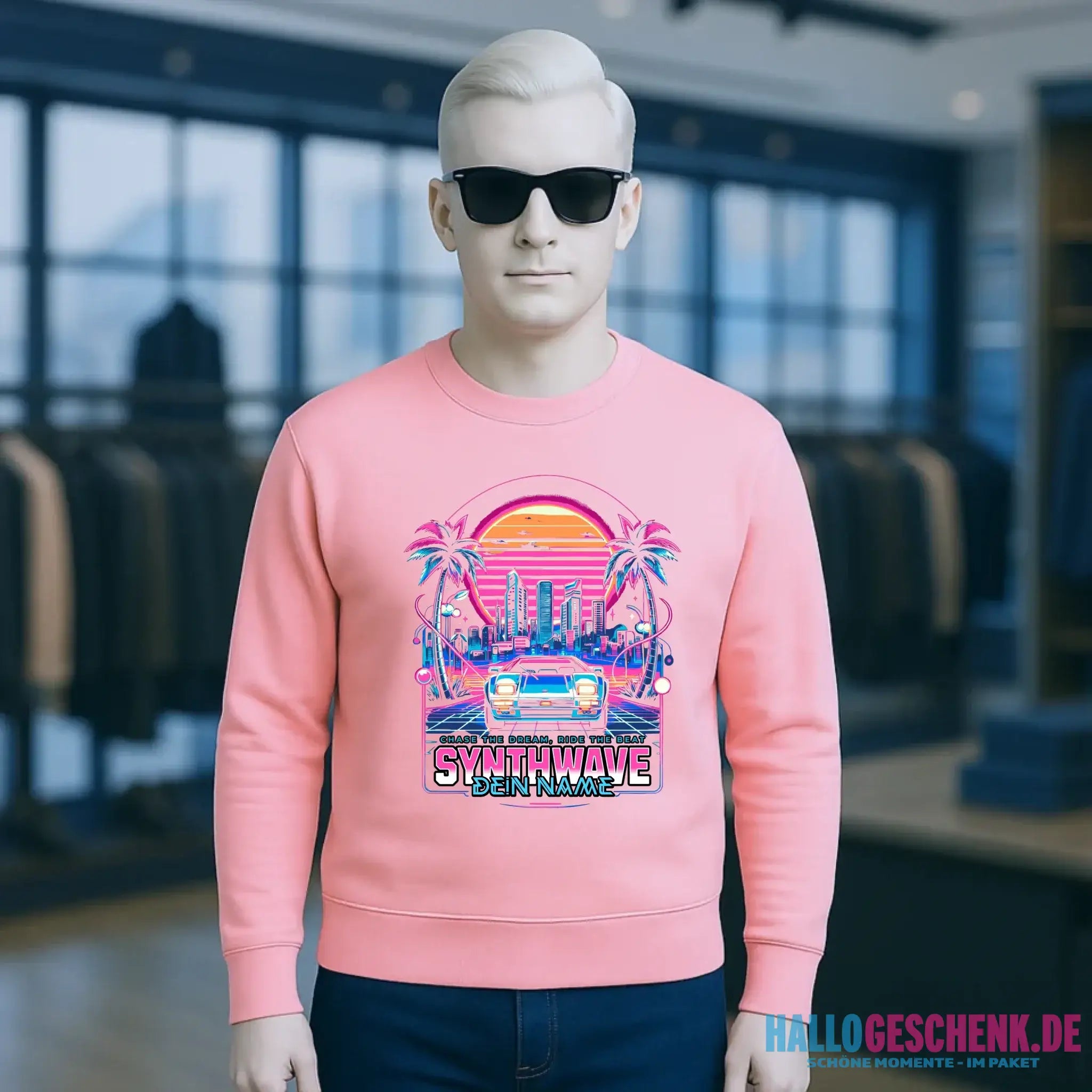 Dein Name • Synthwave • Retro • 80s • Cyberpunk • Unisex Sweatshirt Bio-Baumwolle in 4 Farben XS-3XL • personalisiert