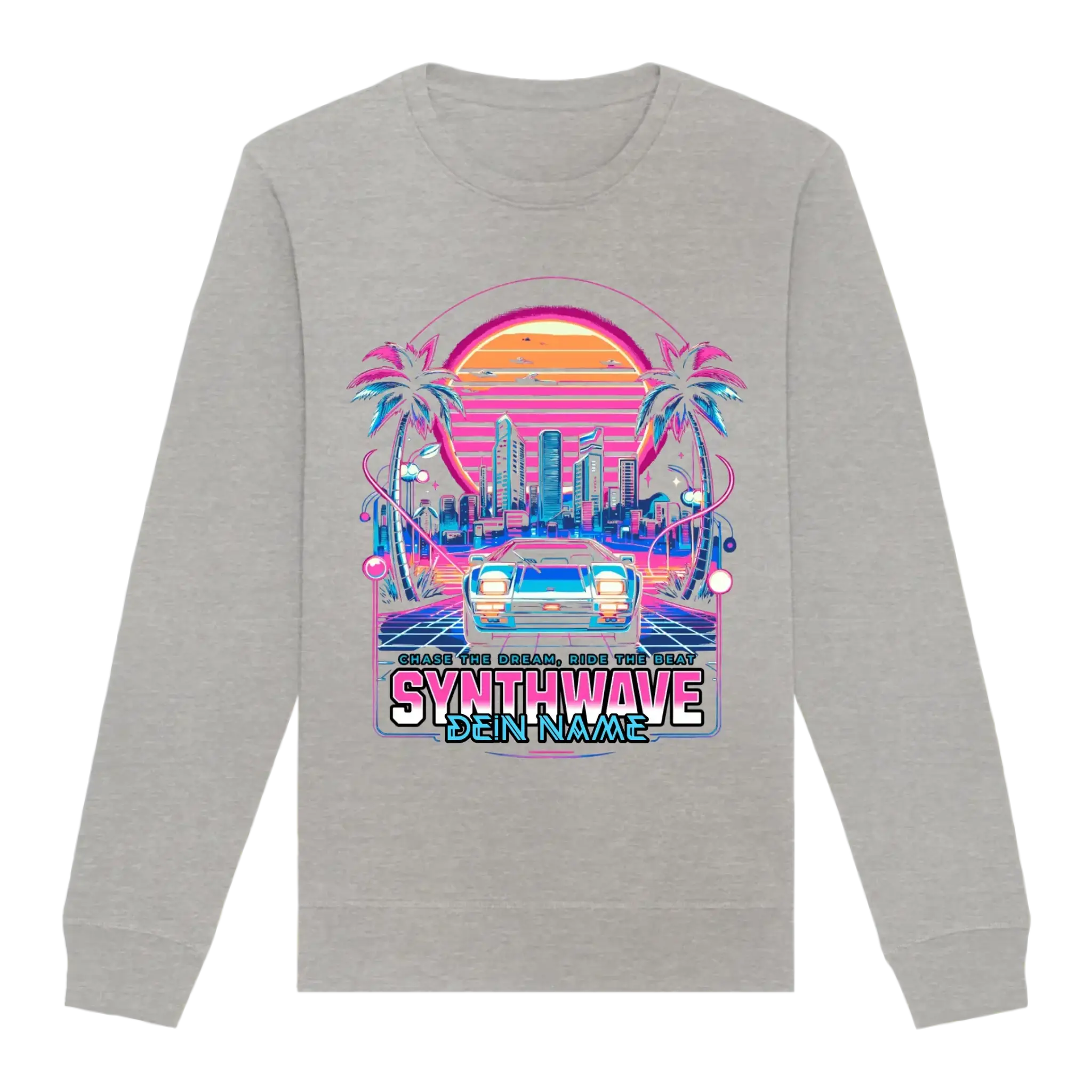 Dein Name • Synthwave • Retro • 80s • Cyberpunk • Unisex Sweatshirt Bio-Baumwolle in 4 Farben XS-3XL • personalisiert