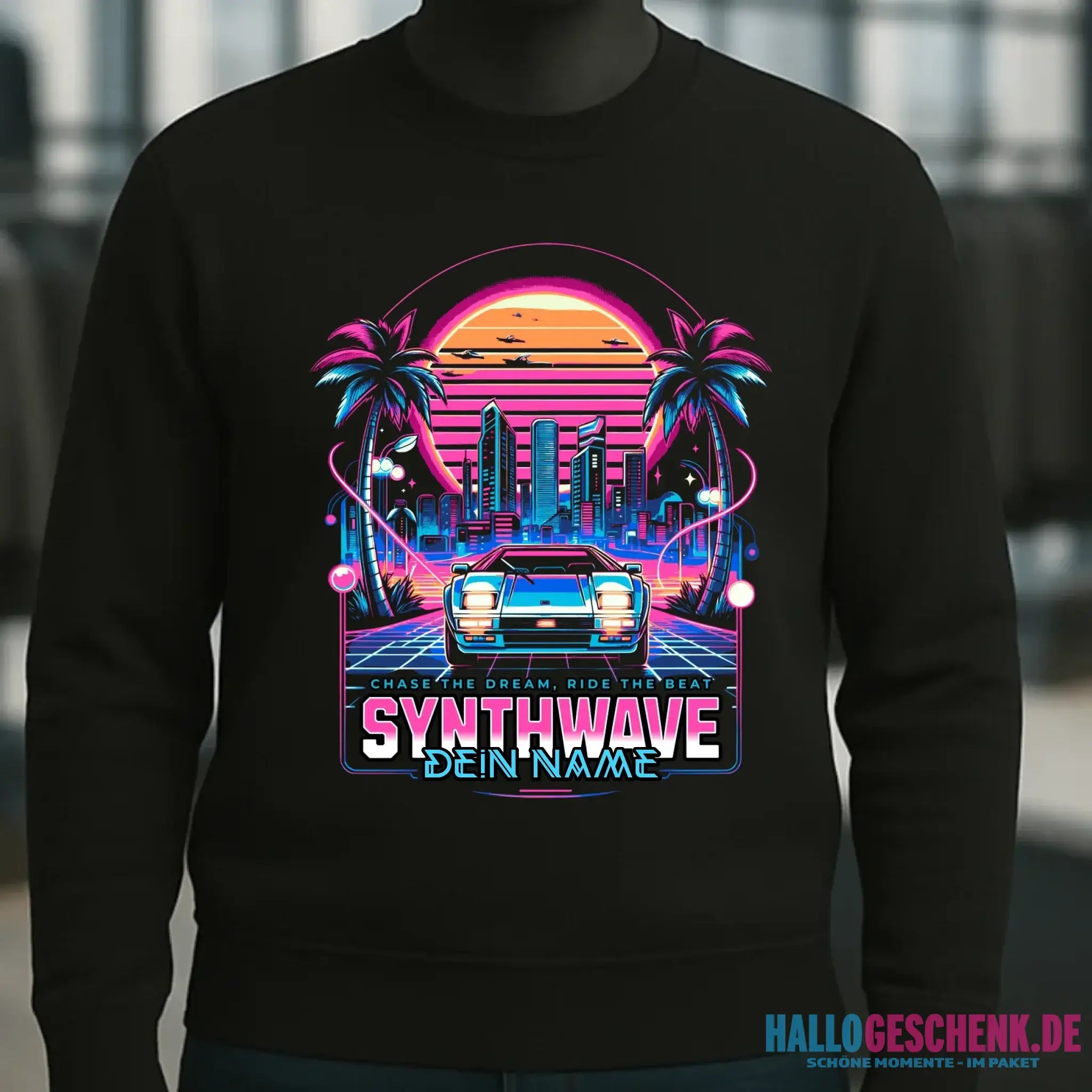 Dein Name • Synthwave • Retro • 80s • Cyberpunk • Unisex Sweatshirt Bio-Baumwolle in 4 Farben XS-3XL • personalisiert