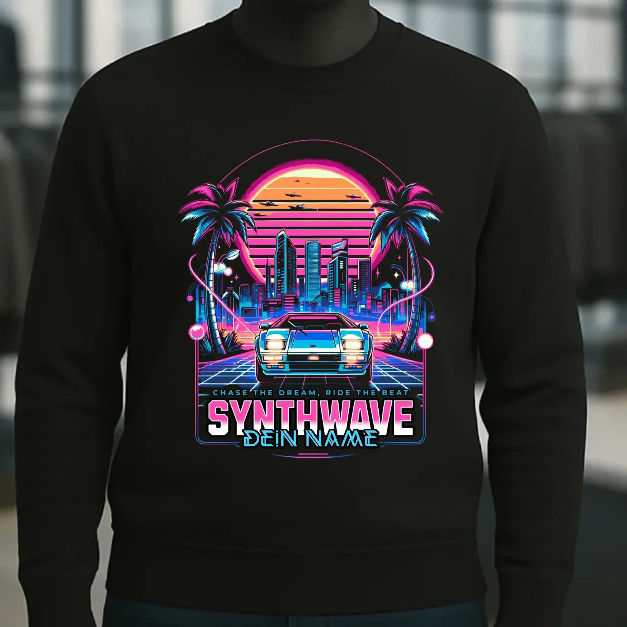 Dein Name • Synthwave • Retro • 80s • Cyberpunk • Unisex Sweatshirt Bio-Baumwolle in 4 Farben XS-3XL • personalisiert