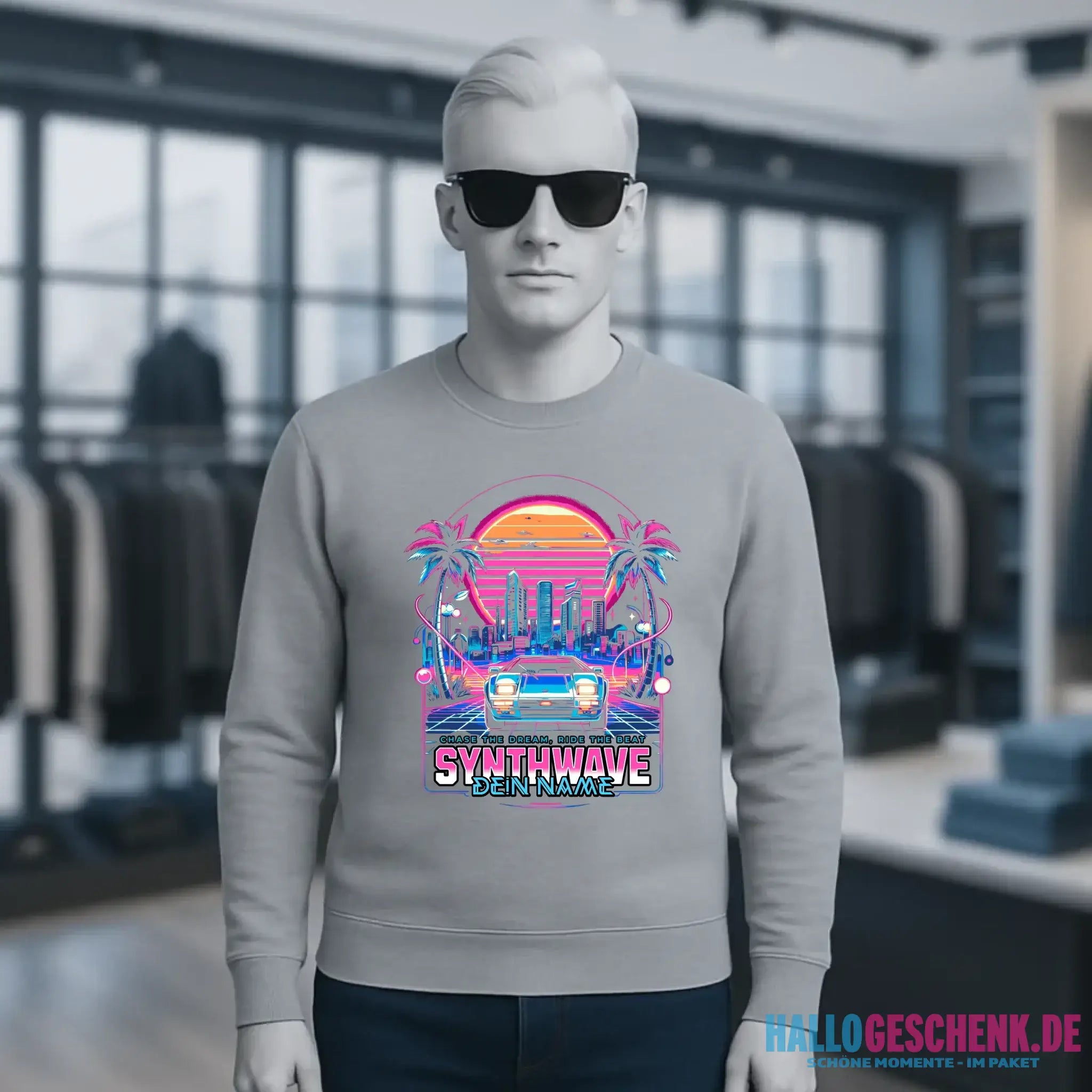 Dein Name • Synthwave • Retro • 80s • Cyberpunk • Unisex Sweatshirt Bio-Baumwolle in 4 Farben XS-3XL • personalisiert