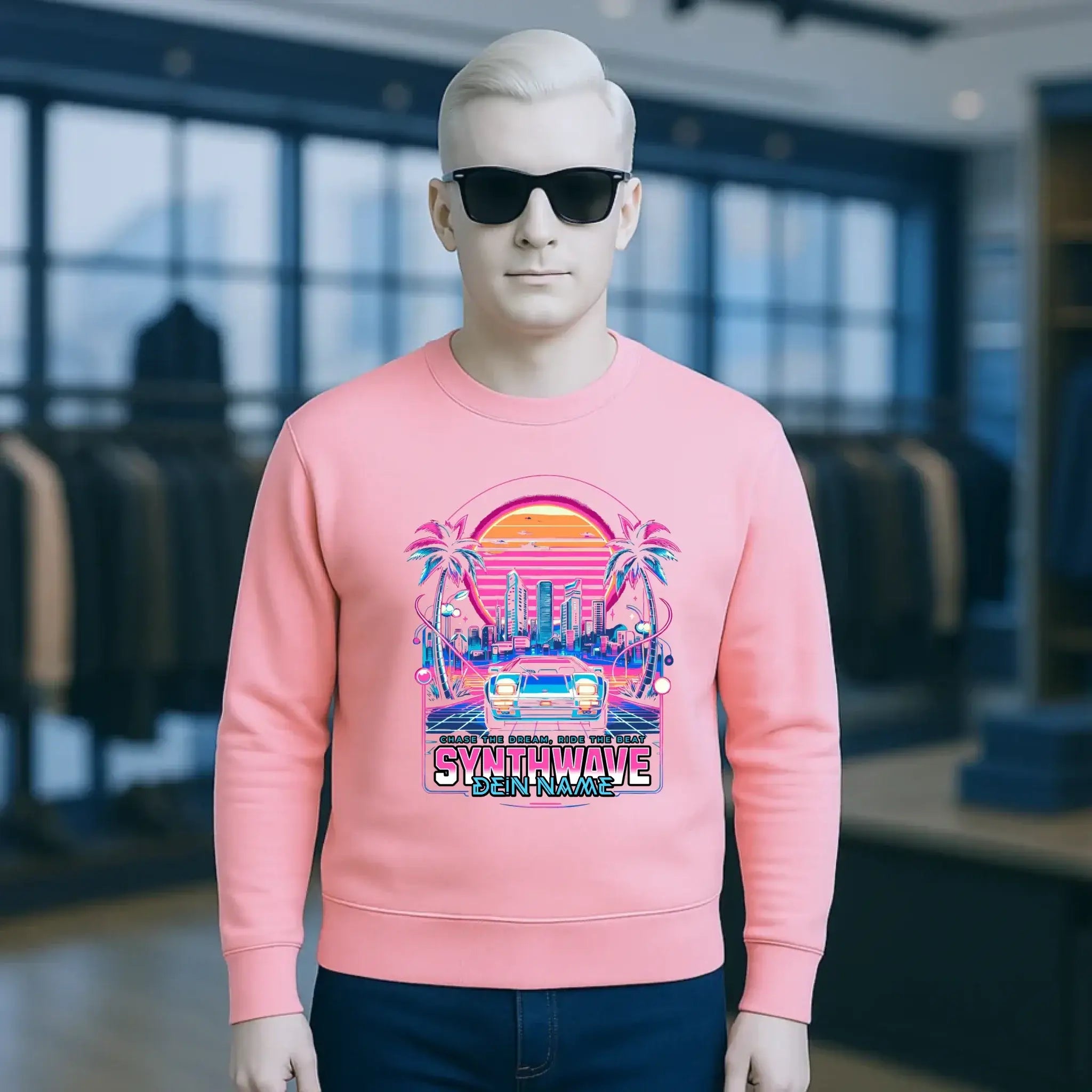 Dein Name • Synthwave • Retro • 80s • Cyberpunk • Unisex Sweatshirt Bio-Baumwolle in 4 Farben XS-3XL • personalisiert
