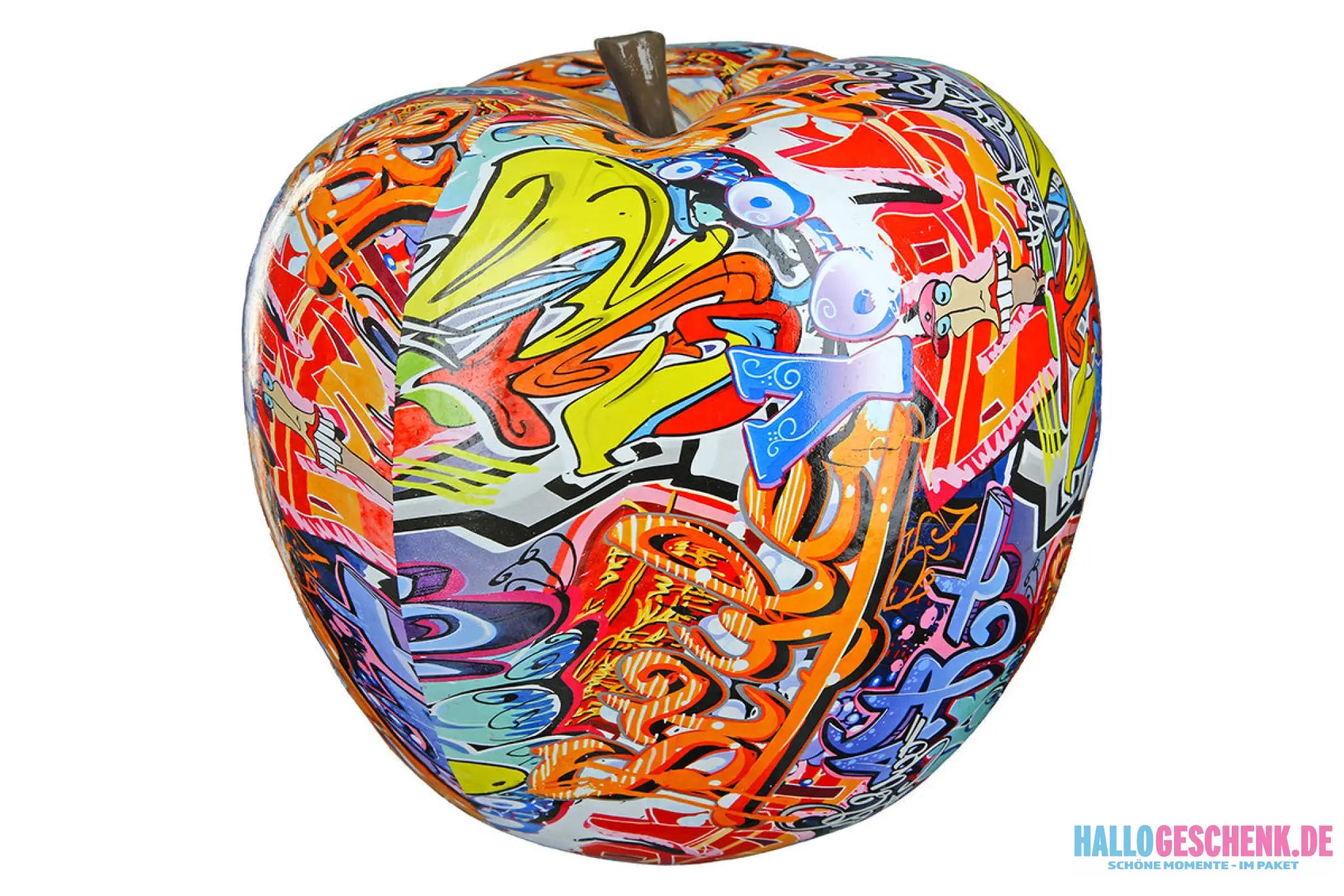 Dekoobjekt: Apfel „Street Art“ • Kunstharz • mehrfarbig • 27,5x29x29 cm • Gilde - Dekoobjekt