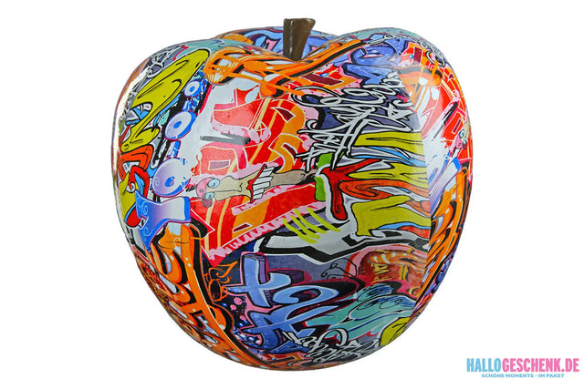 Dekoobjekt: Apfel „Street Art“ • Kunstharz • mehrfarbig • 27,5x29x29 cm • Gilde - Dekoobjekt