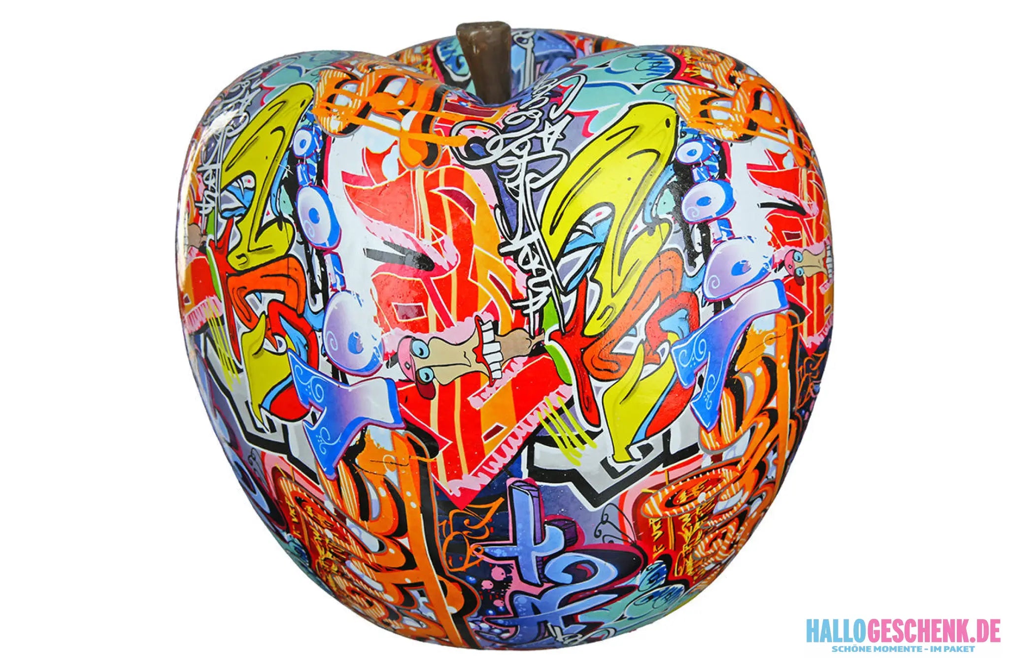 Dekoobjekt: Apfel „Street Art“ • Kunstharz • mehrfarbig • 27,5x29x29 cm • Gilde - Dekoobjekt