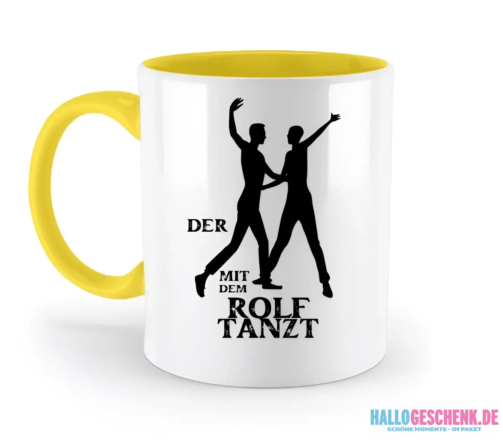 Der mit dem ?DEIN NAME? tanzt • zweifarbige Tasse spülmaschinengeeignet • Exklusivdesign • personalisiert