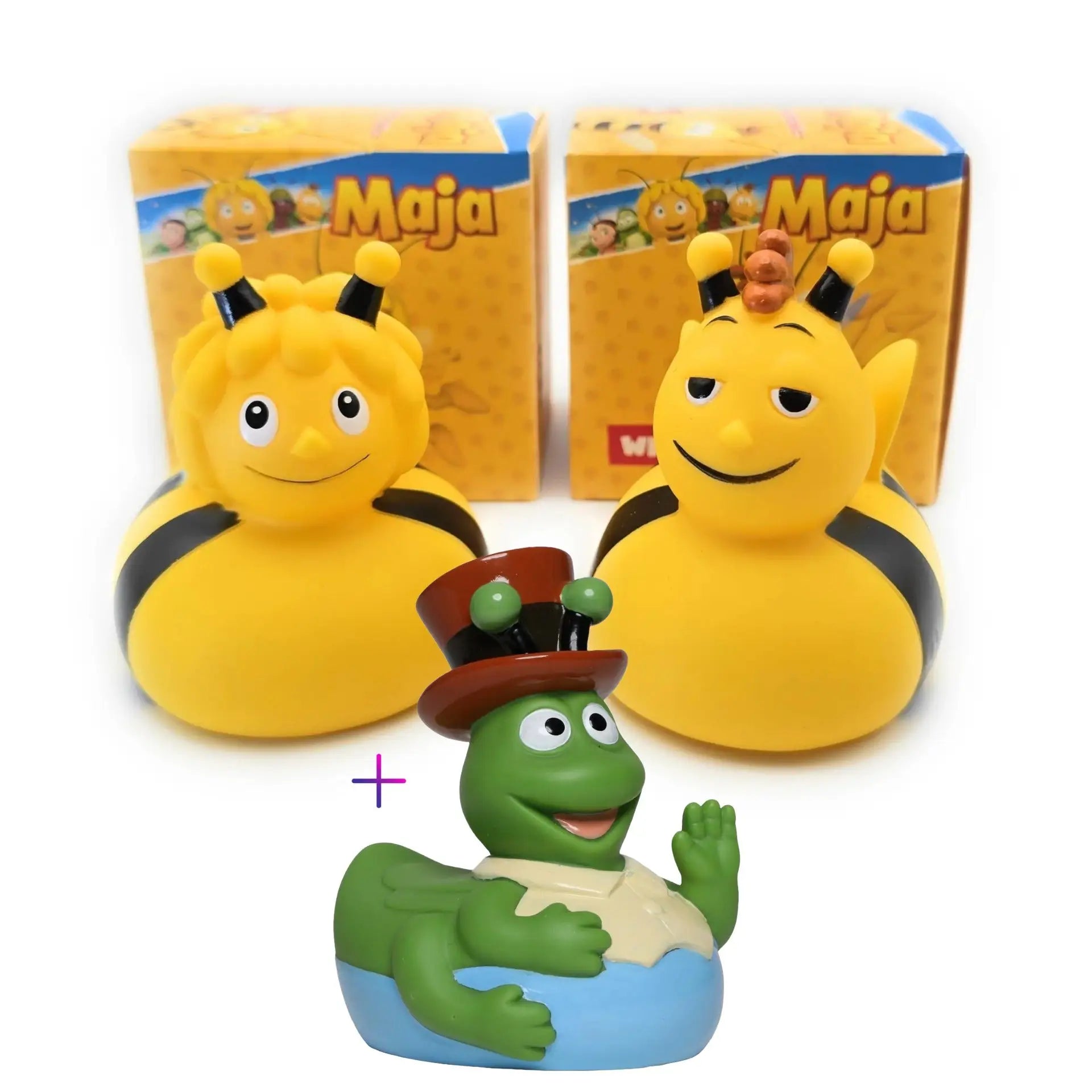 Die Biene Maja ihr bester Freund Willi und Grashüpfer Flip • Badeente • Lizenzprodukt - Badeenten